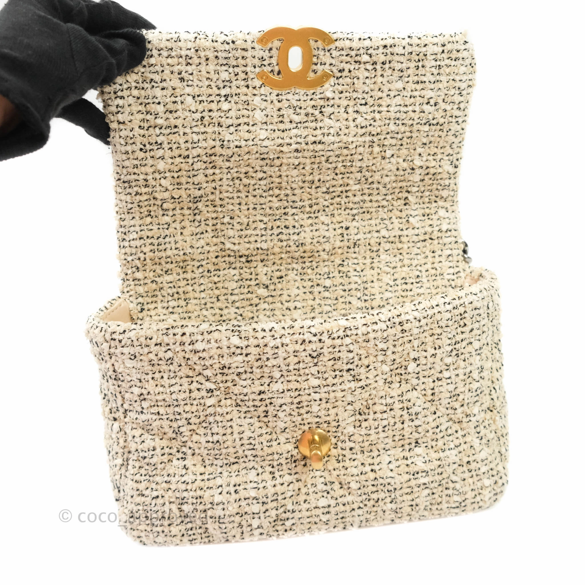 Chanel 19 Small Tweed Oreo Cream Mixed Hardware
