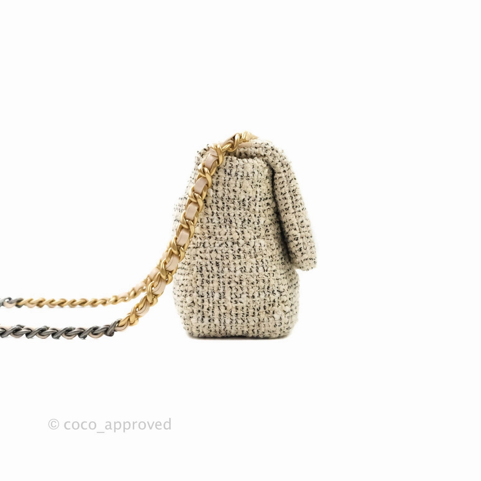 Chanel 19 Small Tweed Oreo Cream Mixed Hardware