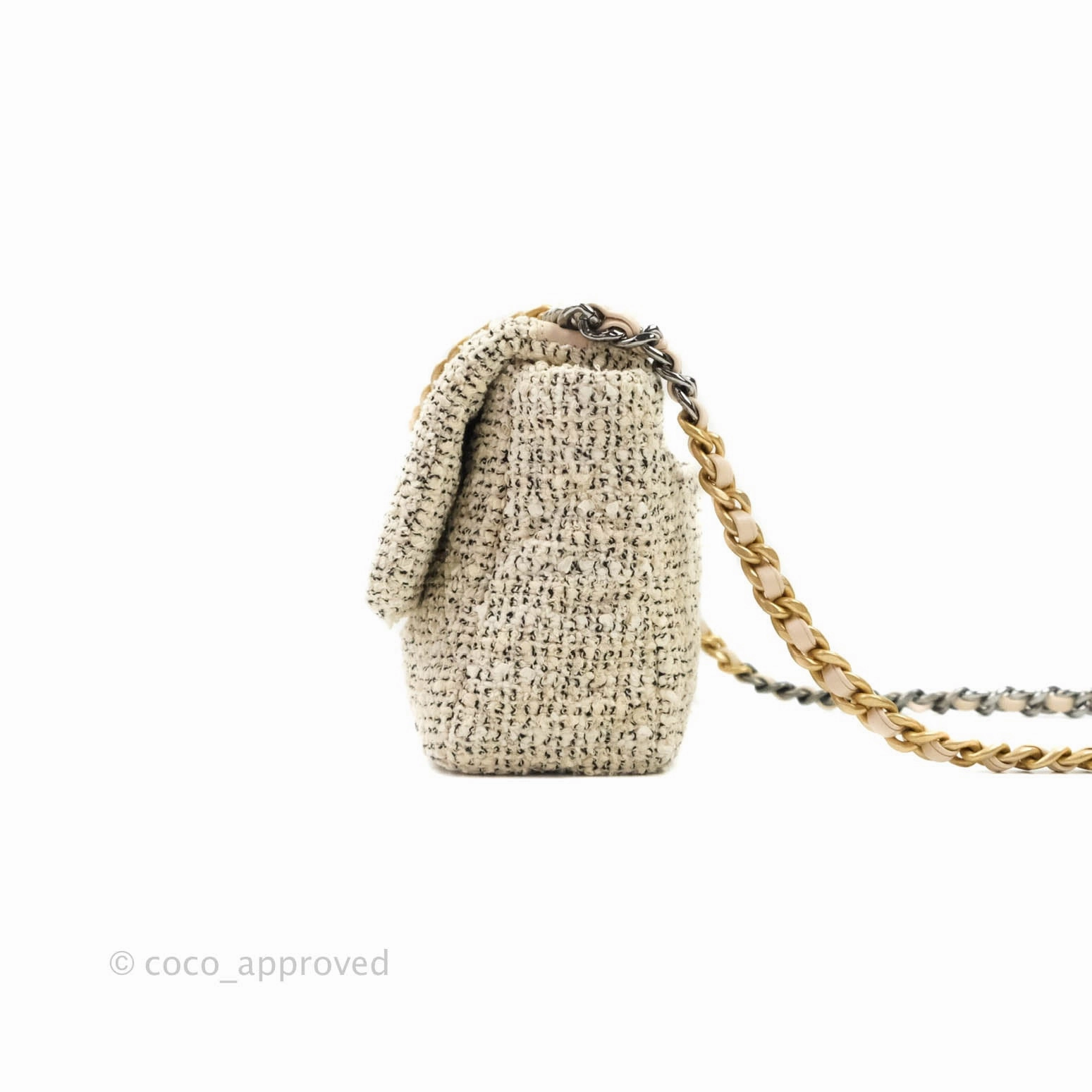 Chanel 19 Small Tweed Oreo Cream Mixed Hardware