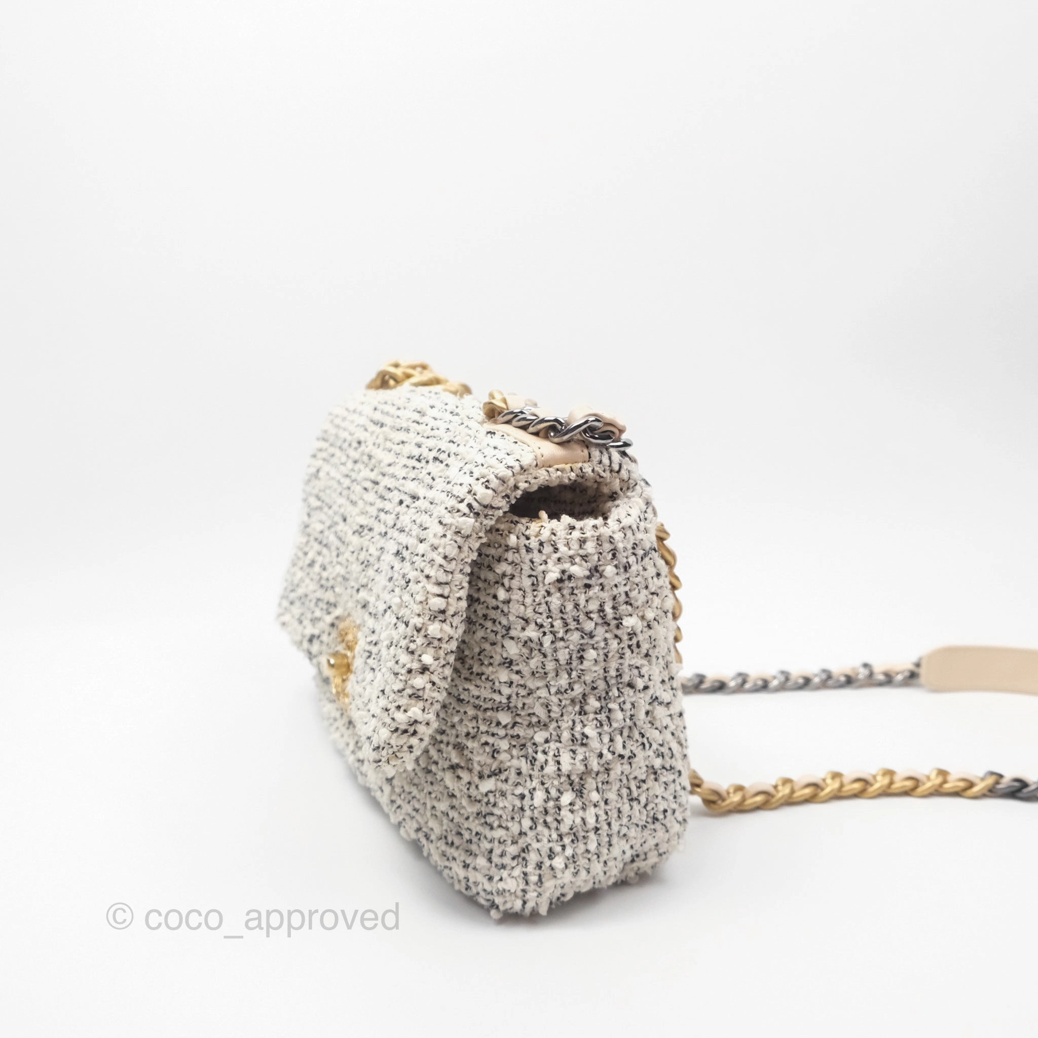 Chanel 19 Small Tweed Oreo Cream Mixed Hardware
