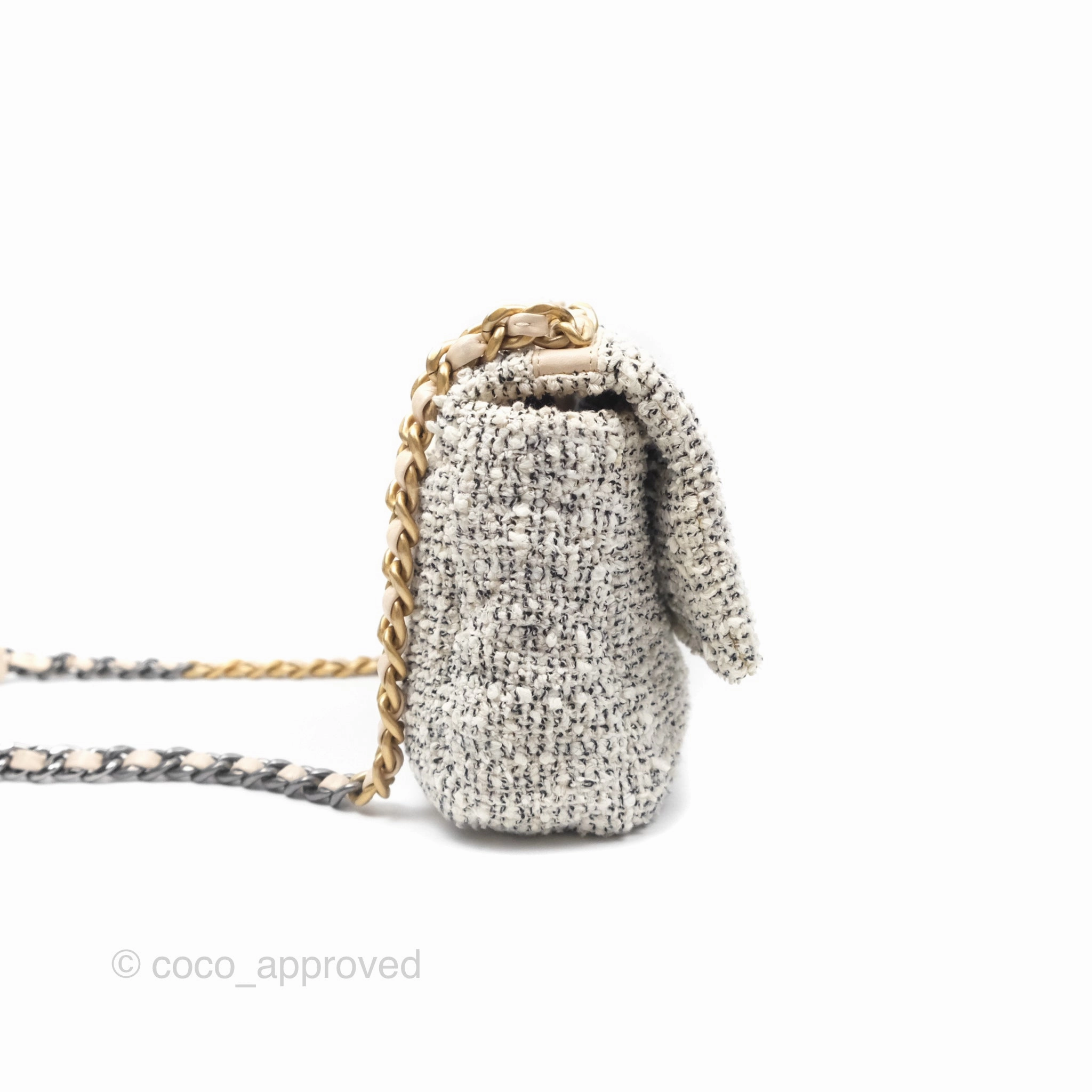 Chanel 19 Small Tweed Oreo Cream Mixed Hardware