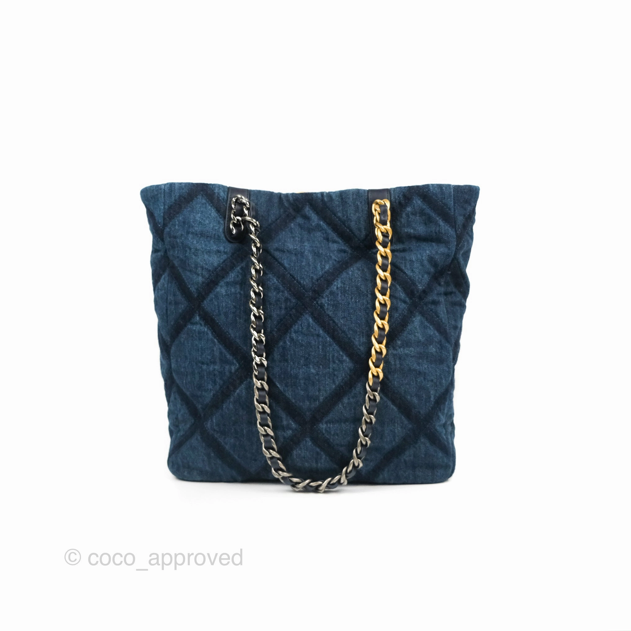 Chanel 19 Tote Quilted Denim Mixed Hardware