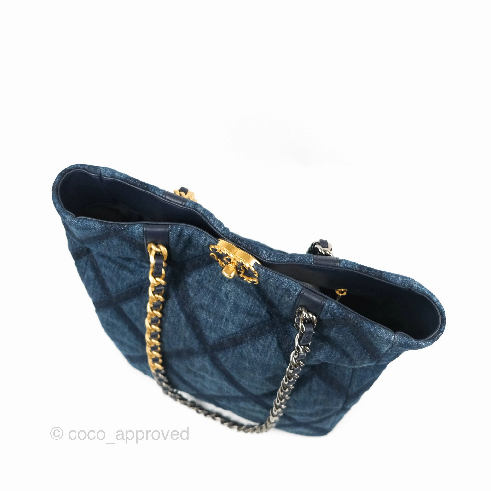 Chanel 19 Tote Quilted Denim Mixed Hardware