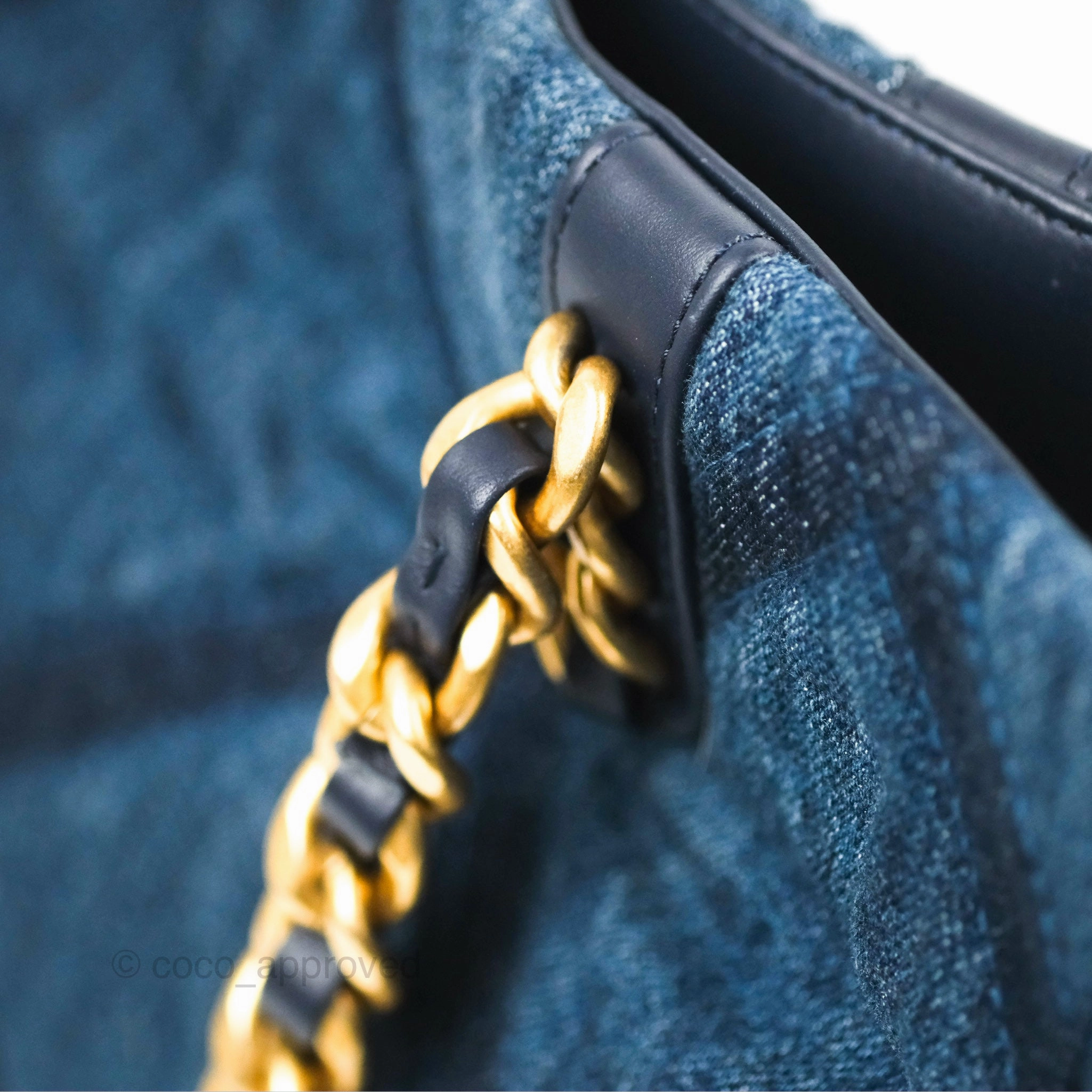 Chanel 19 Tote Quilted Denim Mixed Hardware
