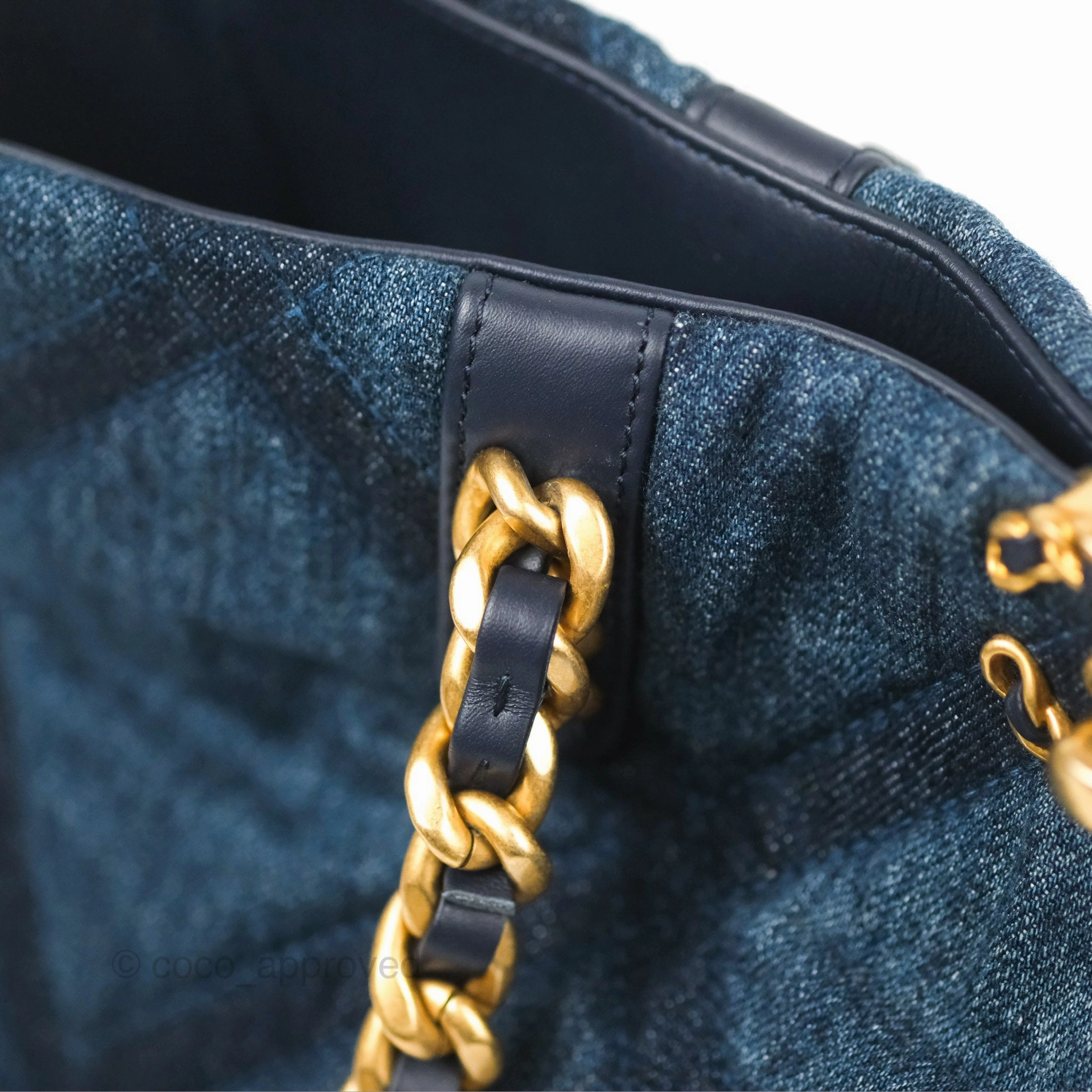Chanel 19 Tote Quilted Denim Mixed Hardware