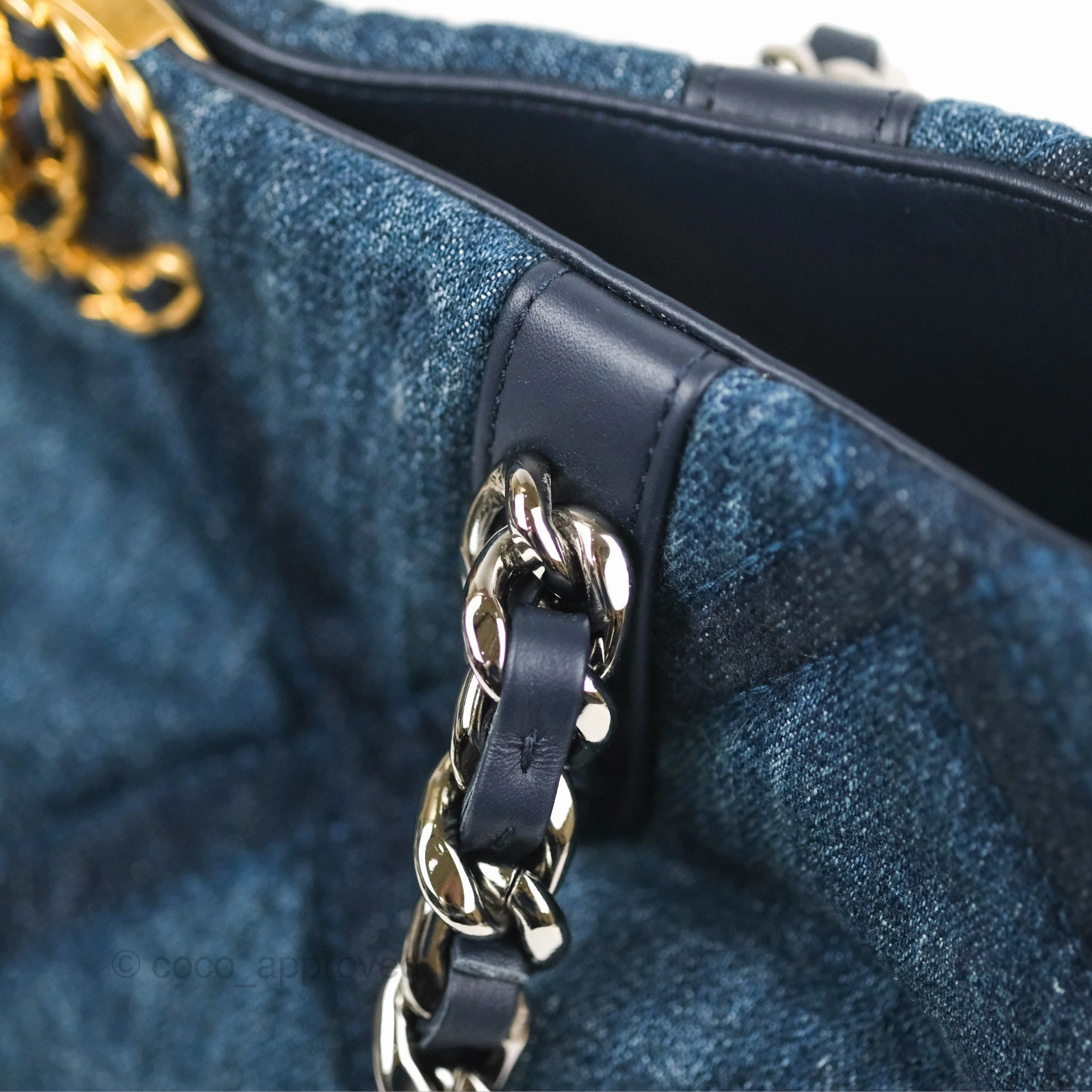 Chanel 19 Tote Quilted Denim Mixed Hardware