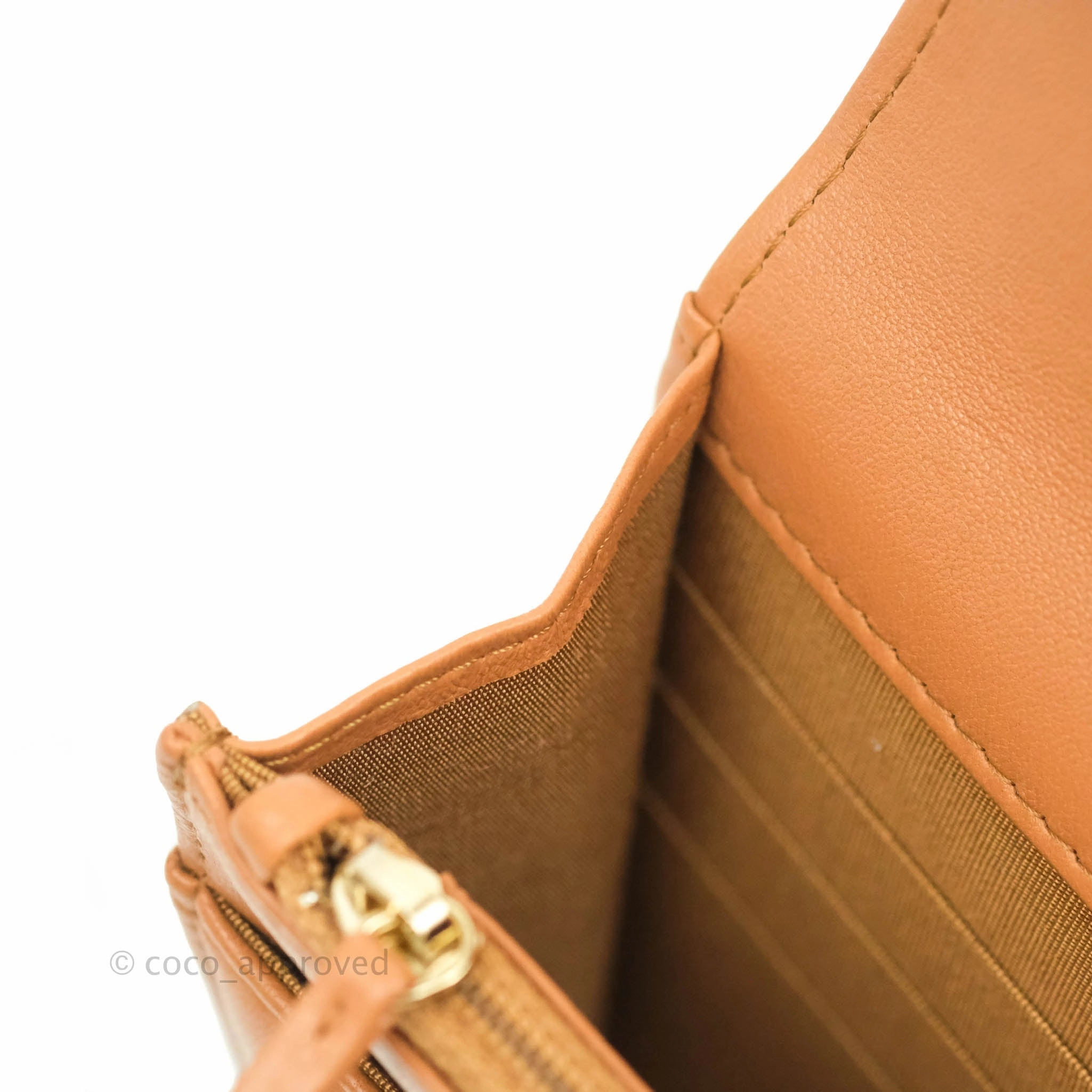 Chanel 19 Wallet on Chain WOC Dark Beige Caramel Lambskin Mixed Hardware 21K