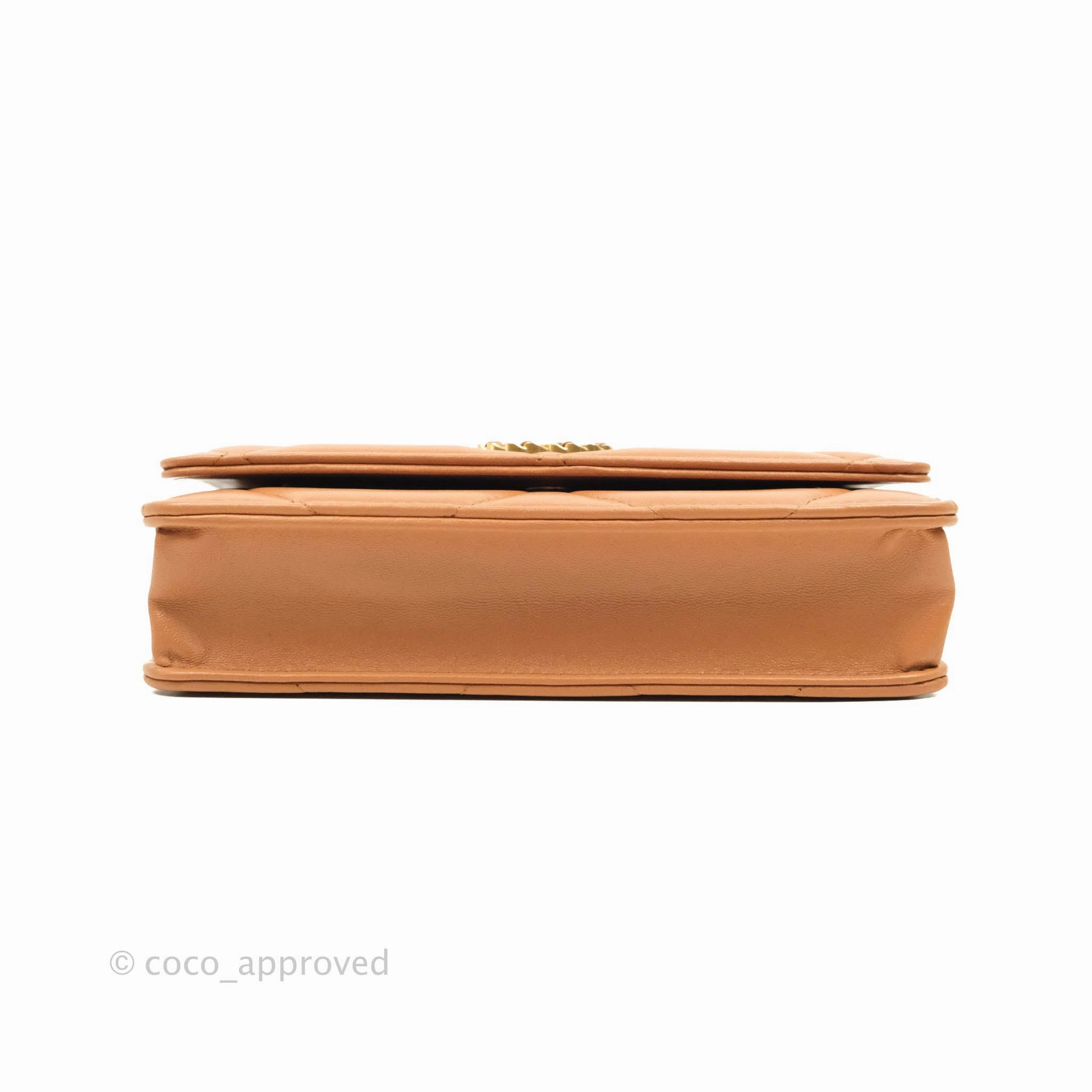 Chanel 19 Wallet on Chain WOC Dark Beige Caramel Lambskin Mixed Hardware 21K