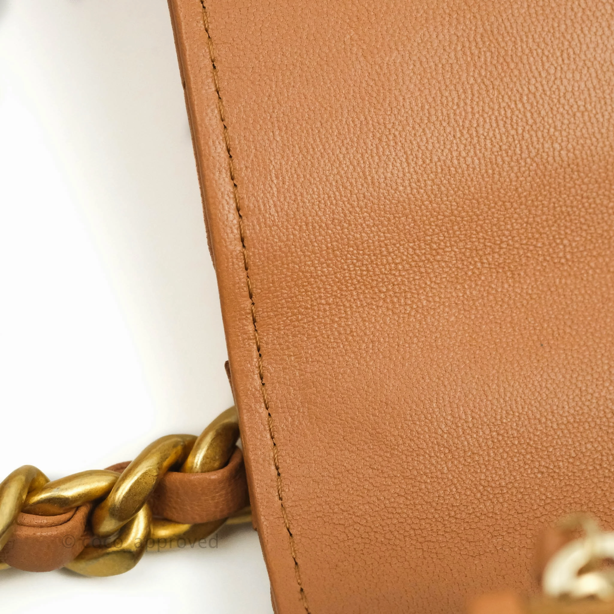Chanel 19 Wallet on Chain WOC Dark Beige Caramel Lambskin Mixed Hardware 21K