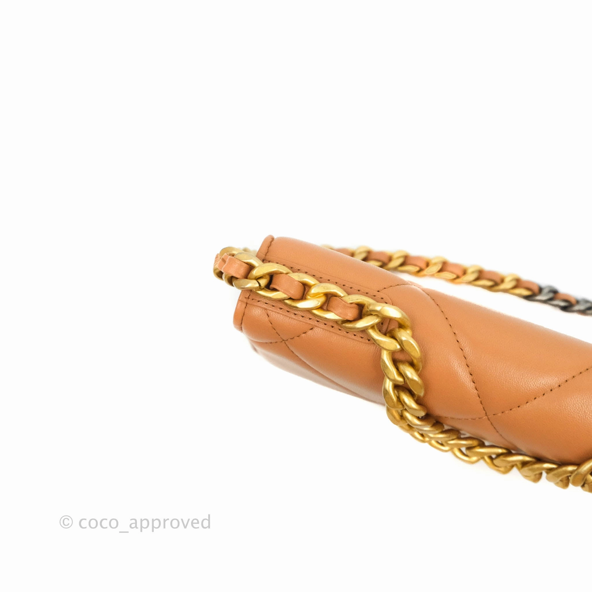 Chanel 19 Wallet on Chain WOC Dark Beige Caramel Lambskin Mixed Hardware 21K