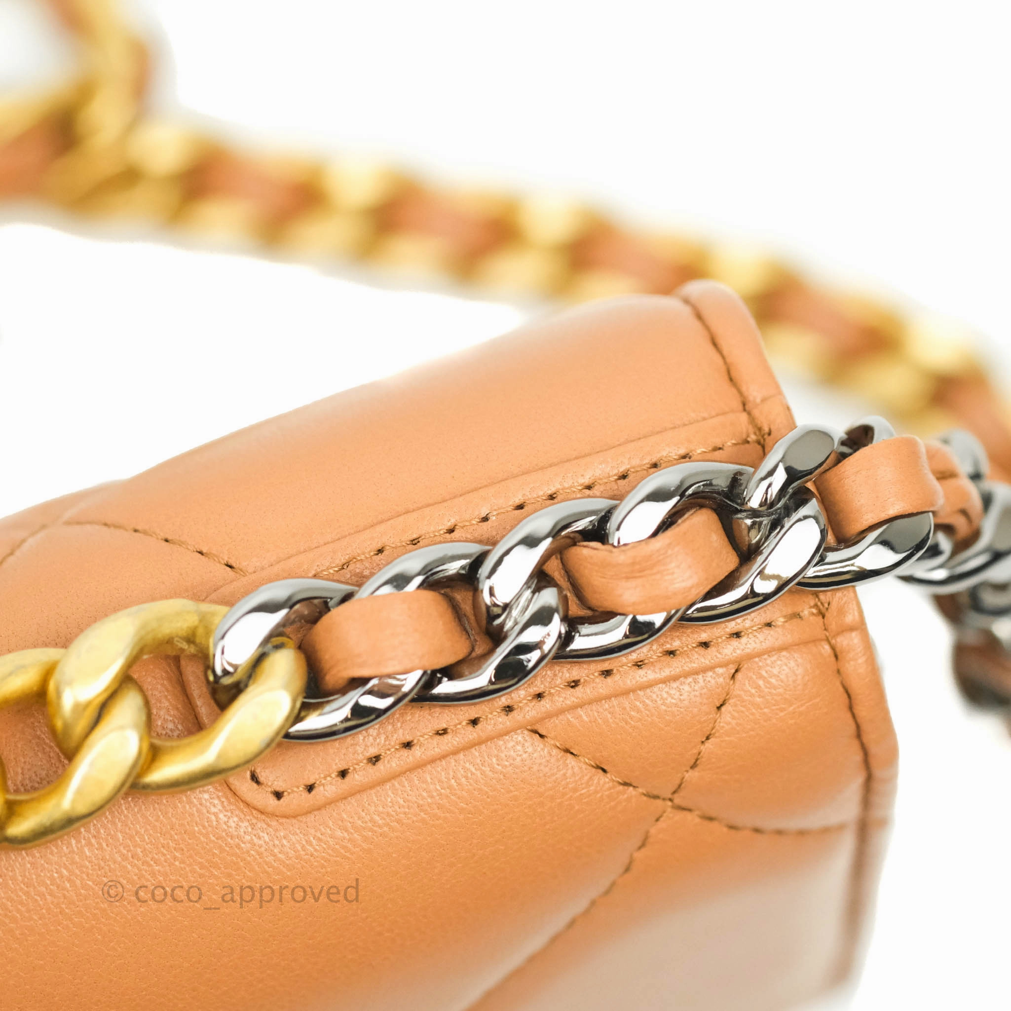 Chanel 19 Wallet on Chain WOC Dark Beige Caramel Lambskin Mixed Hardware 21K