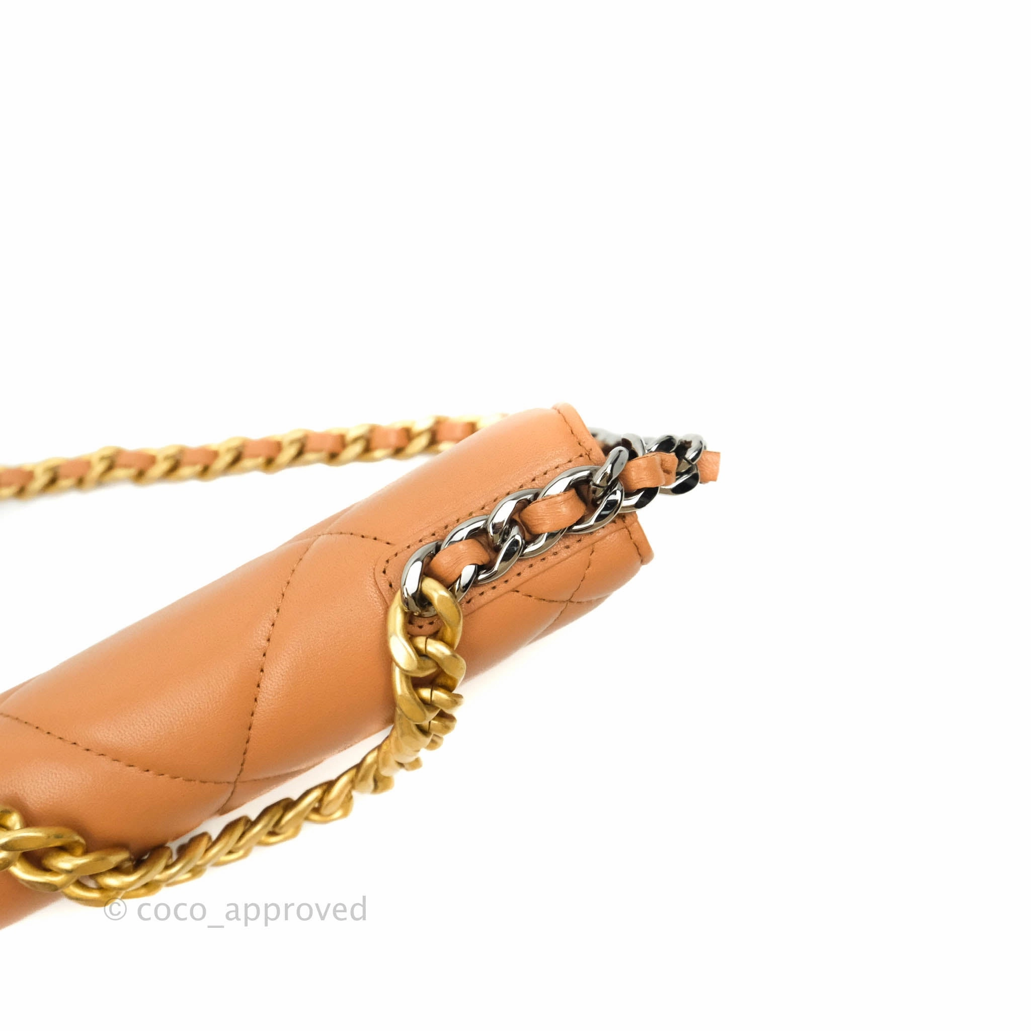 Chanel 19 Wallet on Chain WOC Dark Beige Caramel Lambskin Mixed Hardware 21K