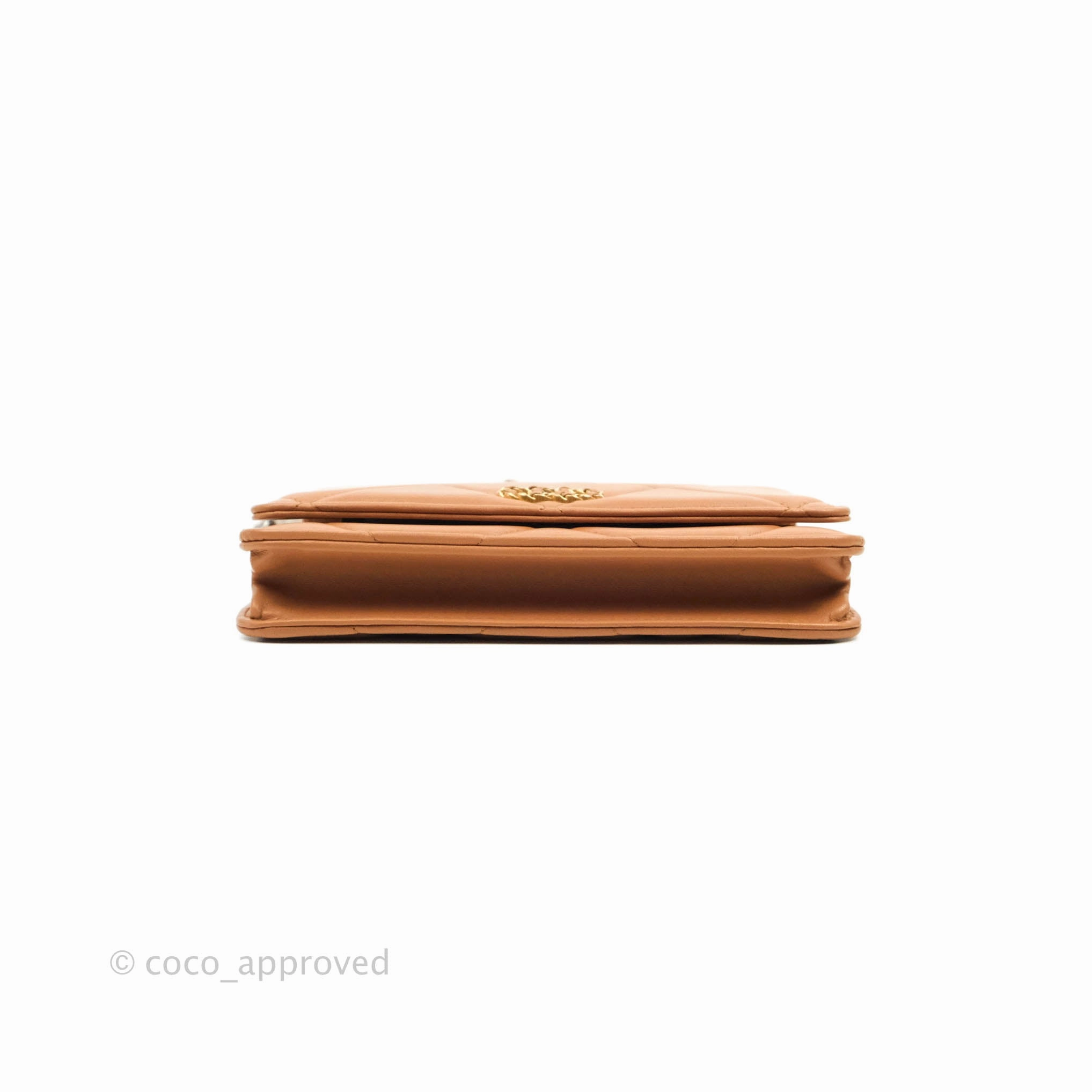 Chanel 19 Wallet on Chain WOC Dark Beige Caramel Lambskin Mixed Hardware 21K