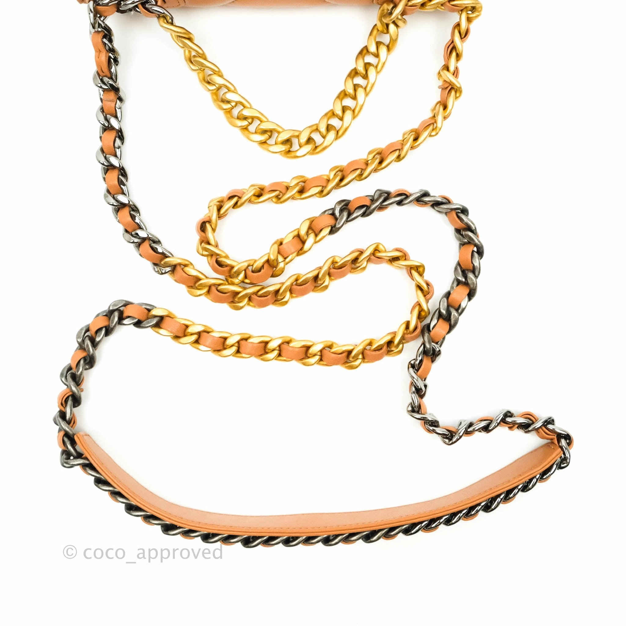 Chanel 19 Wallet on Chain WOC Dark Beige Caramel Lambskin Mixed Hardware 21K