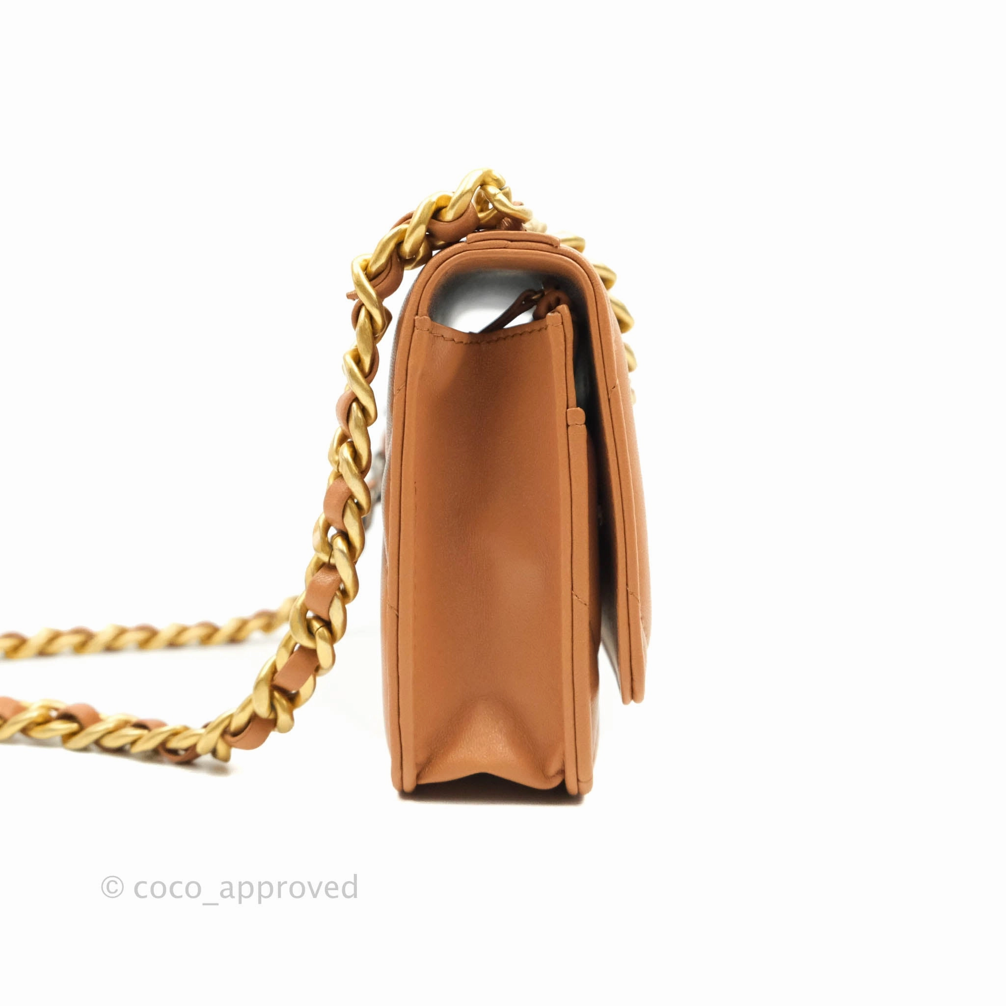Chanel 19 Wallet on Chain WOC Dark Beige Caramel Lambskin Mixed Hardware 21K