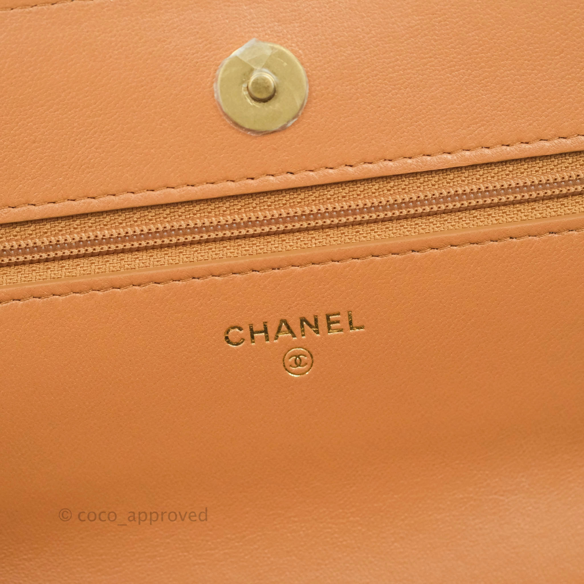 Chanel 19 Wallet on Chain WOC Dark Beige Caramel Lambskin Mixed Hardware 21K