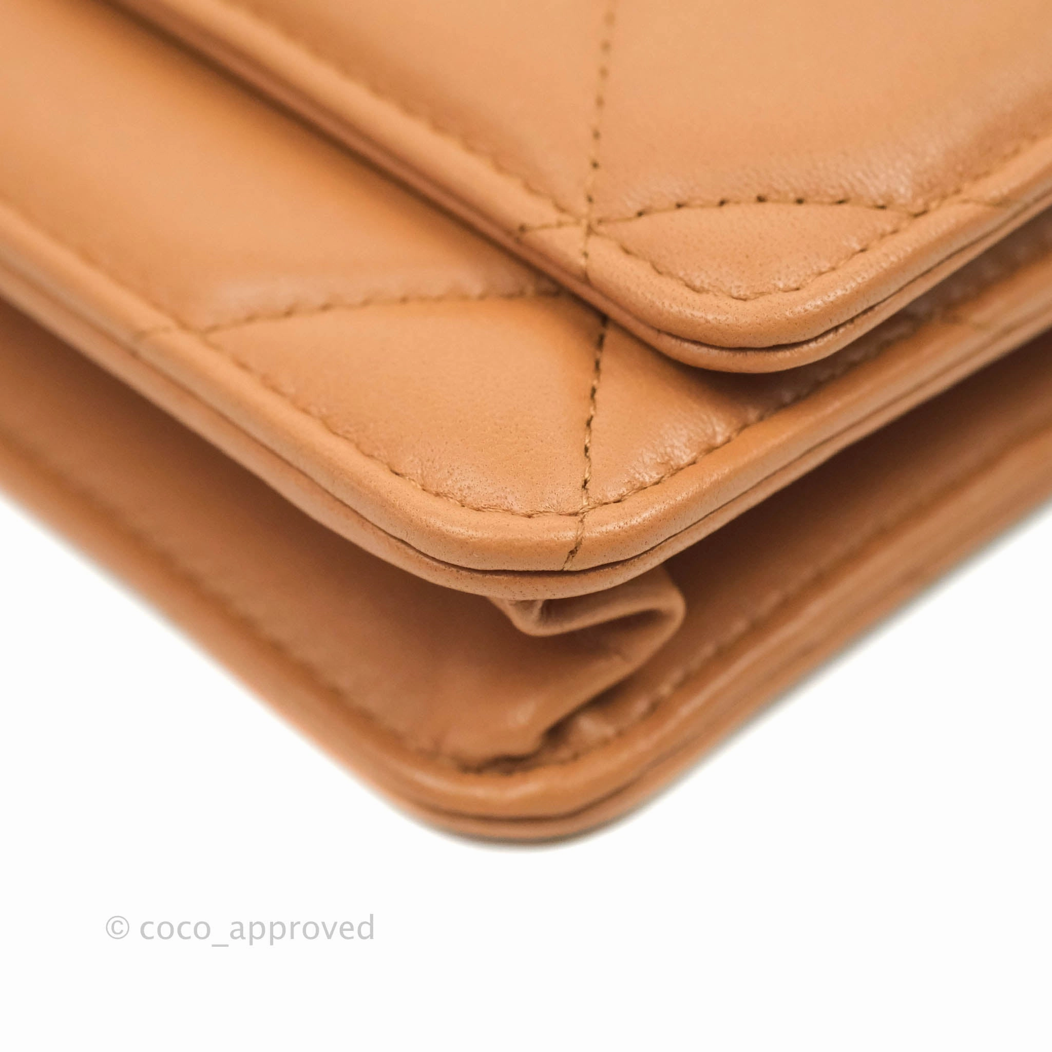 Chanel 19 Wallet on Chain WOC Dark Beige Caramel Lambskin Mixed Hardware 21K