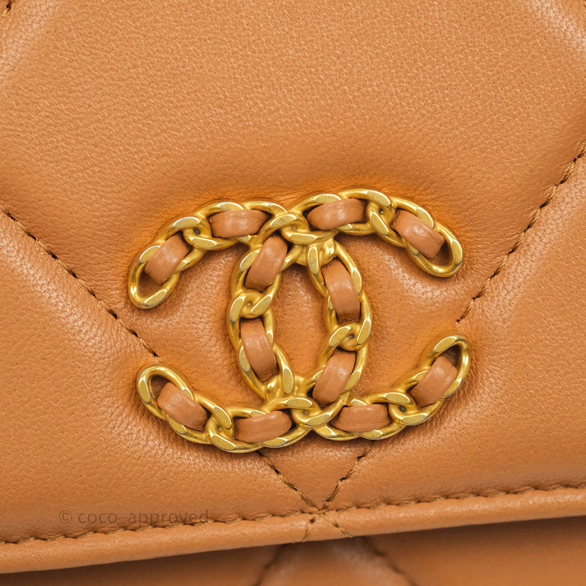 Chanel 19 Wallet on Chain WOC Dark Beige Caramel Lambskin Mixed Hardware 21K