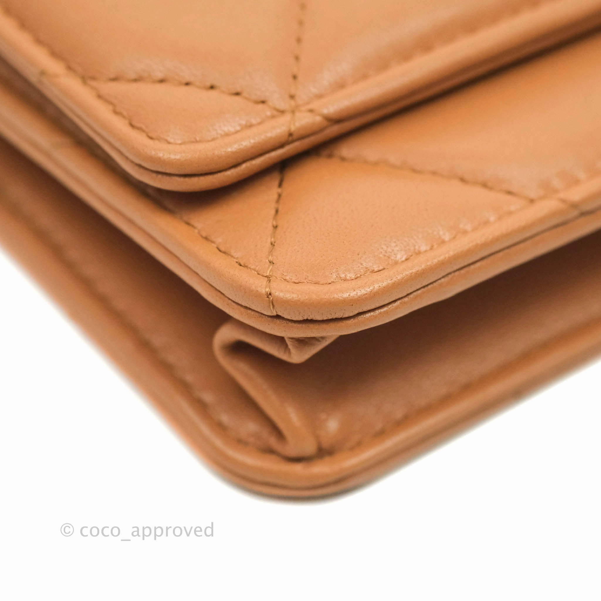 Chanel 19 Wallet on Chain WOC Dark Beige Caramel Lambskin Mixed Hardware 21K