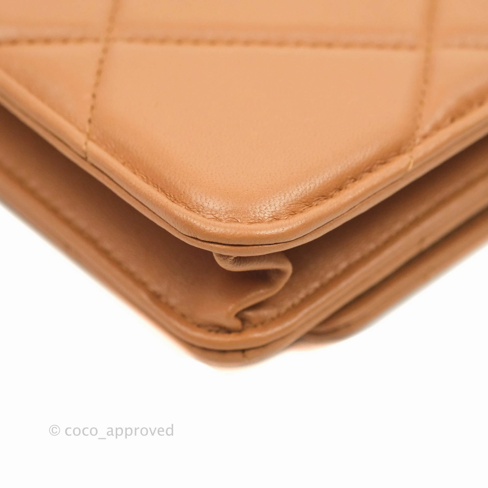 Chanel 19 Wallet on Chain WOC Dark Beige Caramel Lambskin Mixed Hardware 21K