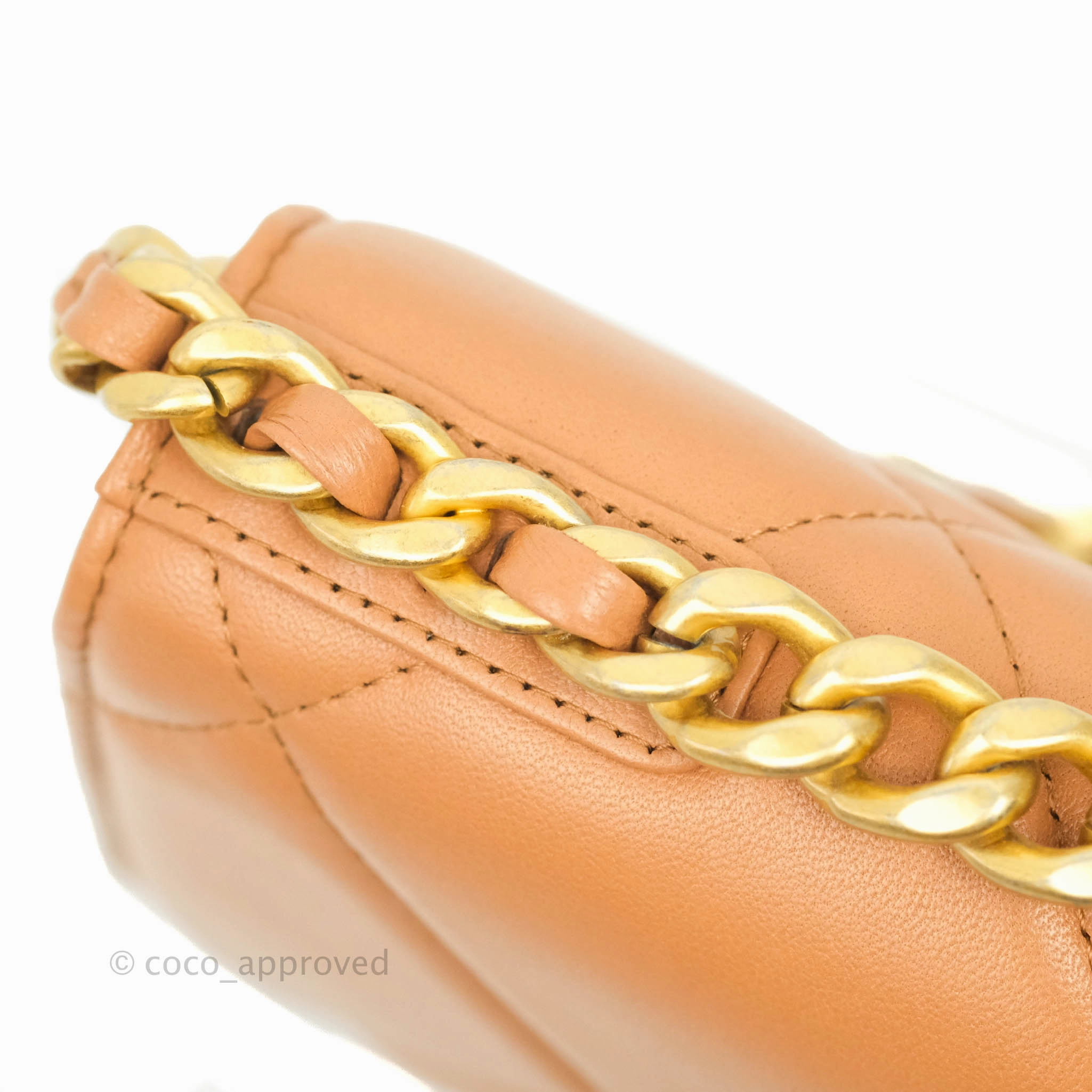 Chanel 19 Wallet on Chain WOC Dark Beige Caramel Lambskin Mixed Hardware 21K