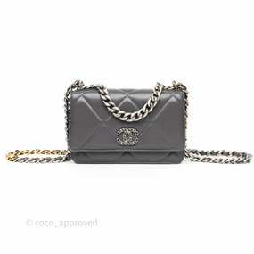 Chanel 19 Wallet on Chain WOC Grey Lambskin Mixed Hardware