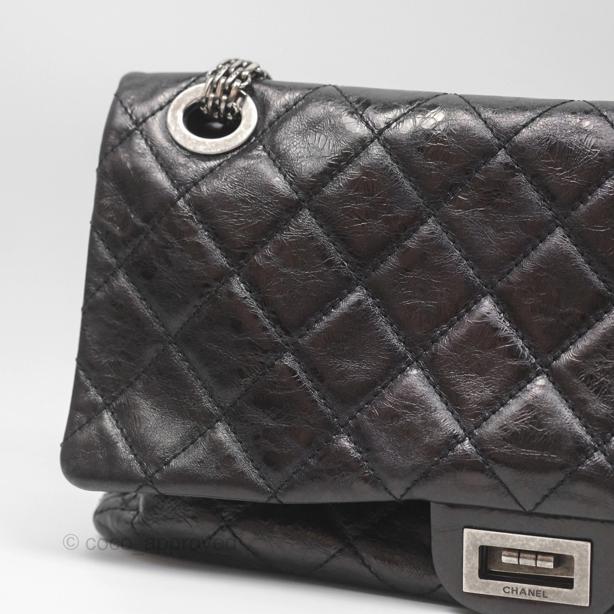 Chanel 228 Reissue Flap Quilted Black Crumpled Calfskin Ruthenium Hardware