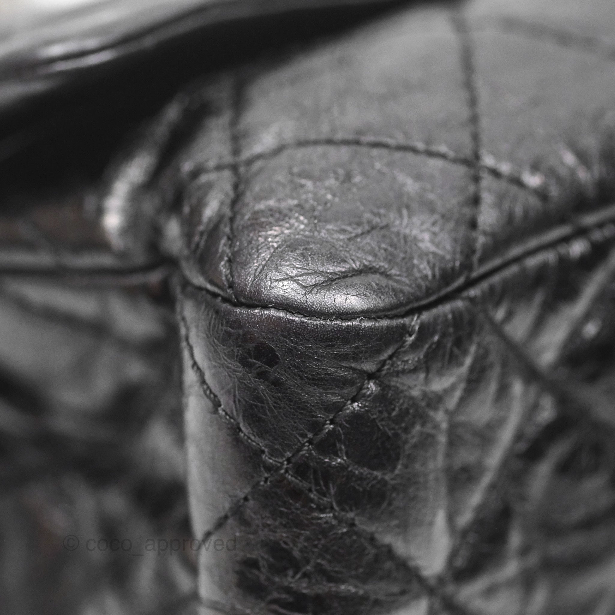 Chanel 228 Reissue Flap Quilted Black Crumpled Calfskin Ruthenium Hardware