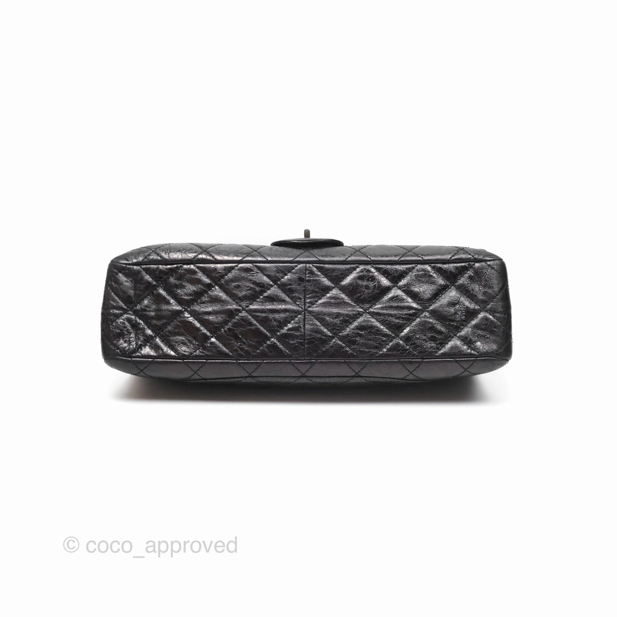 Chanel 228 Reissue Flap Quilted Black Crumpled Calfskin Ruthenium Hardware