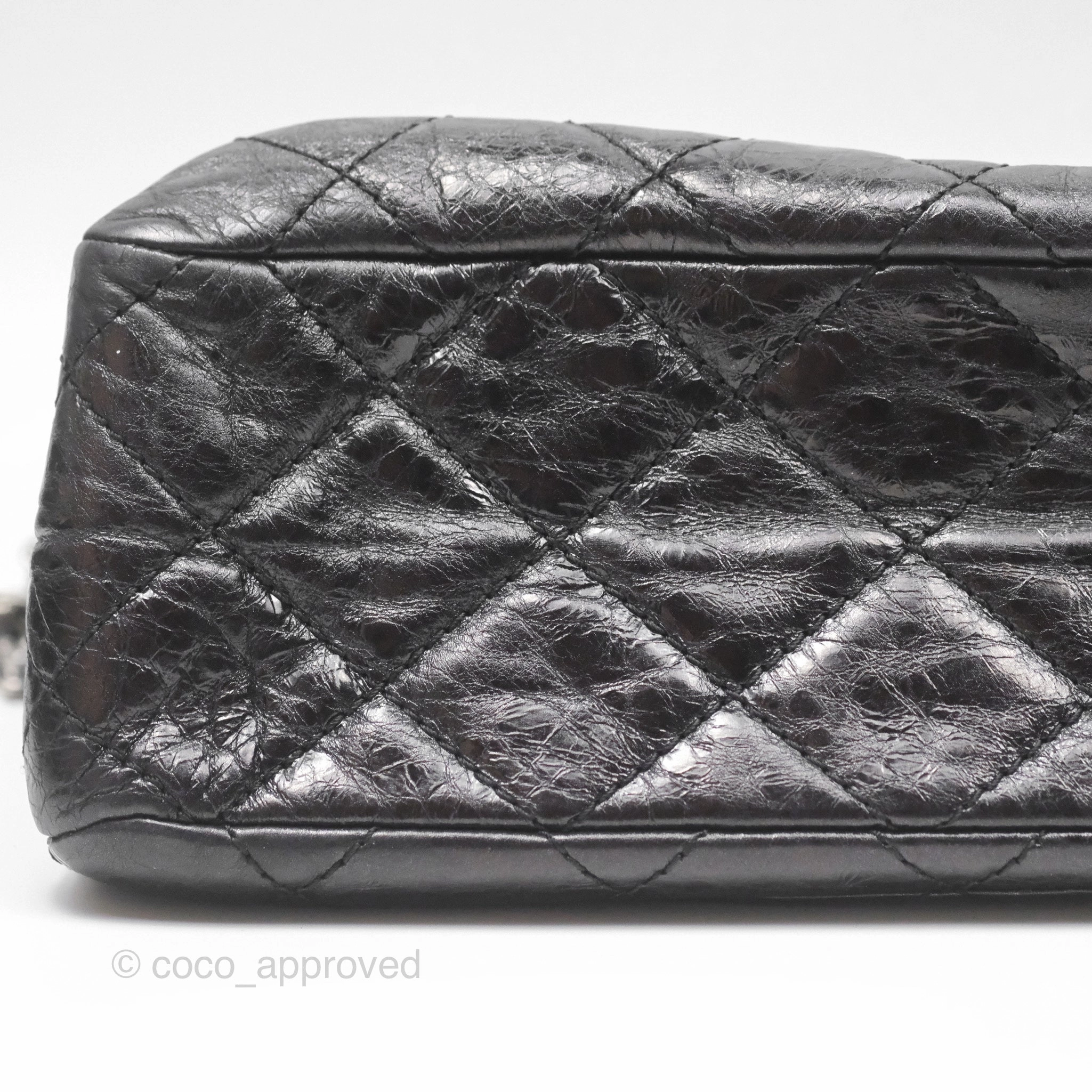 Chanel 228 Reissue Flap Quilted Black Crumpled Calfskin Ruthenium Hardware
