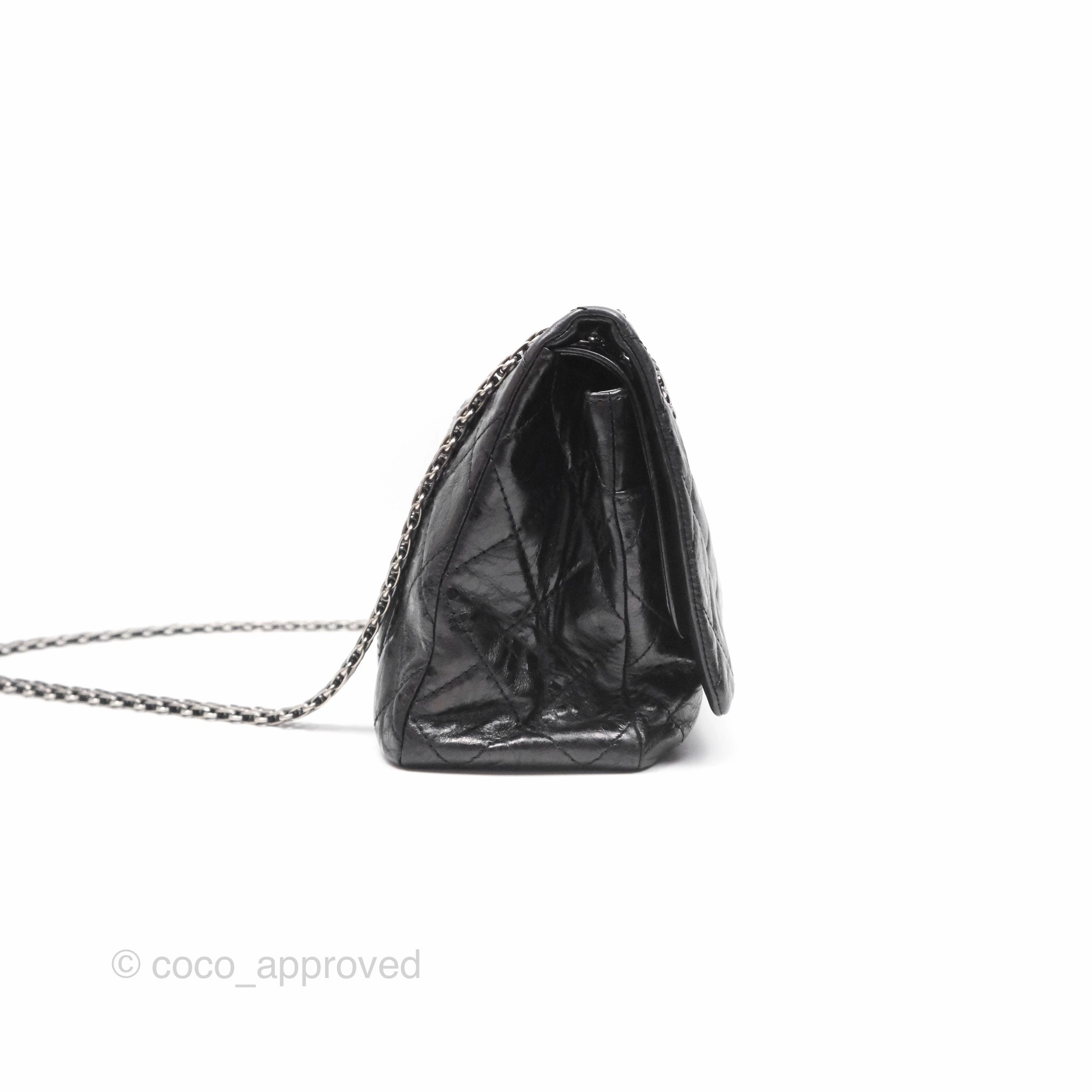 Chanel 228 Reissue Flap Quilted Black Crumpled Calfskin Ruthenium Hardware