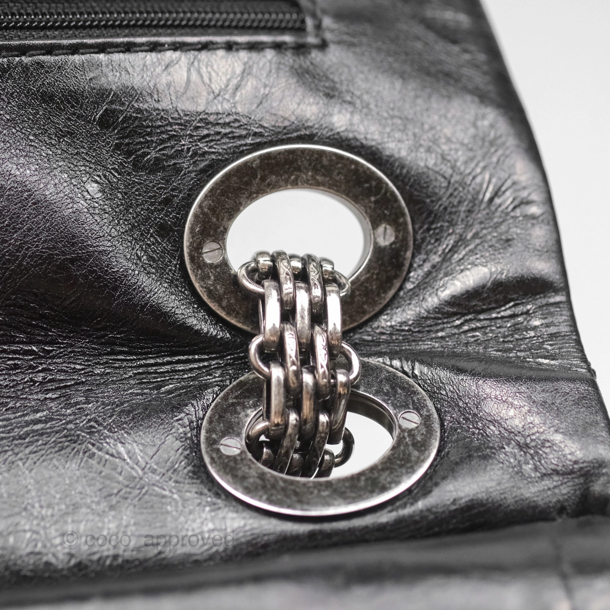 Chanel 228 Reissue Flap Quilted Black Crumpled Calfskin Ruthenium Hardware