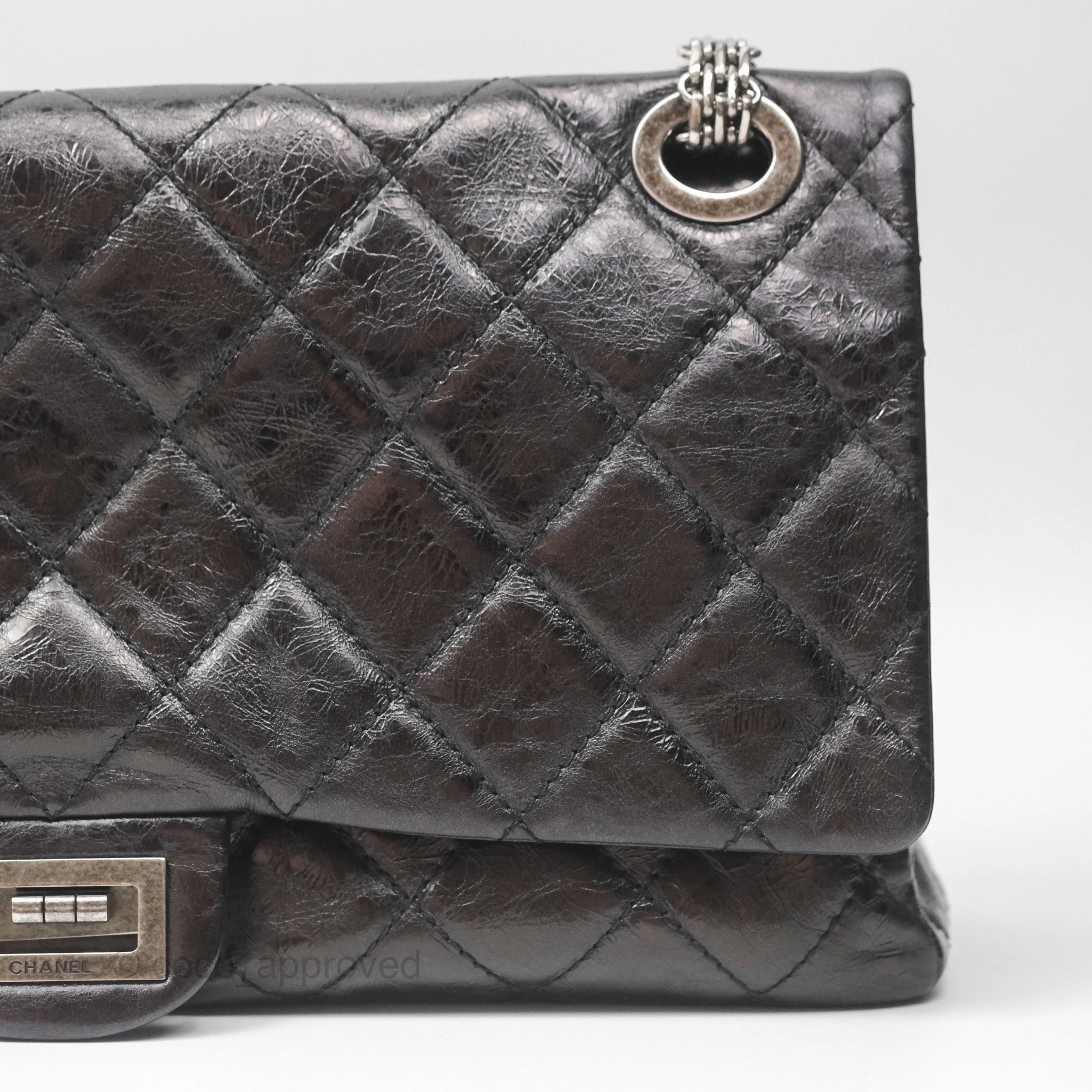 Chanel 228 Reissue Flap Quilted Black Crumpled Calfskin Ruthenium Hardware