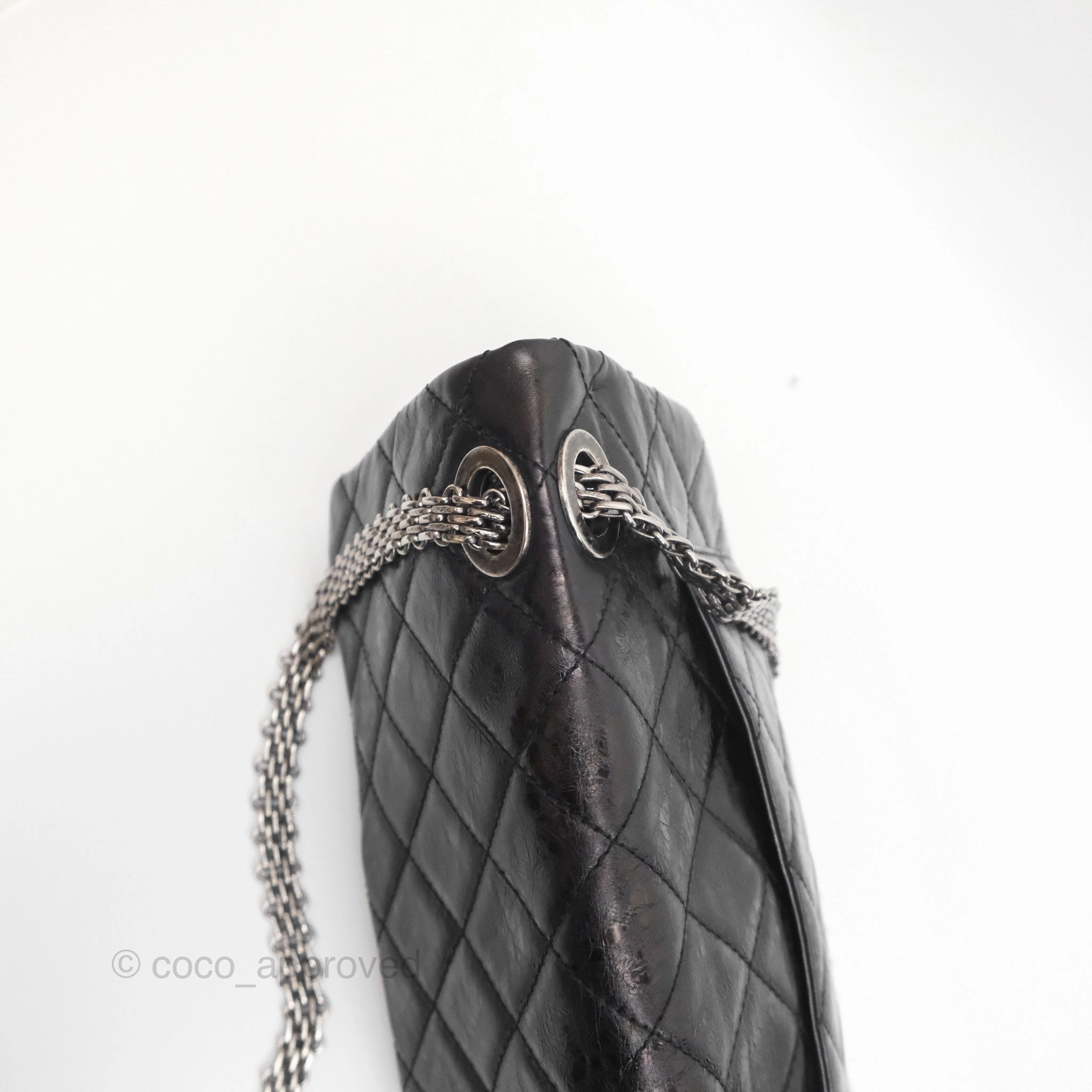 Chanel 228 Reissue Flap Quilted Black Crumpled Calfskin Ruthenium Hardware