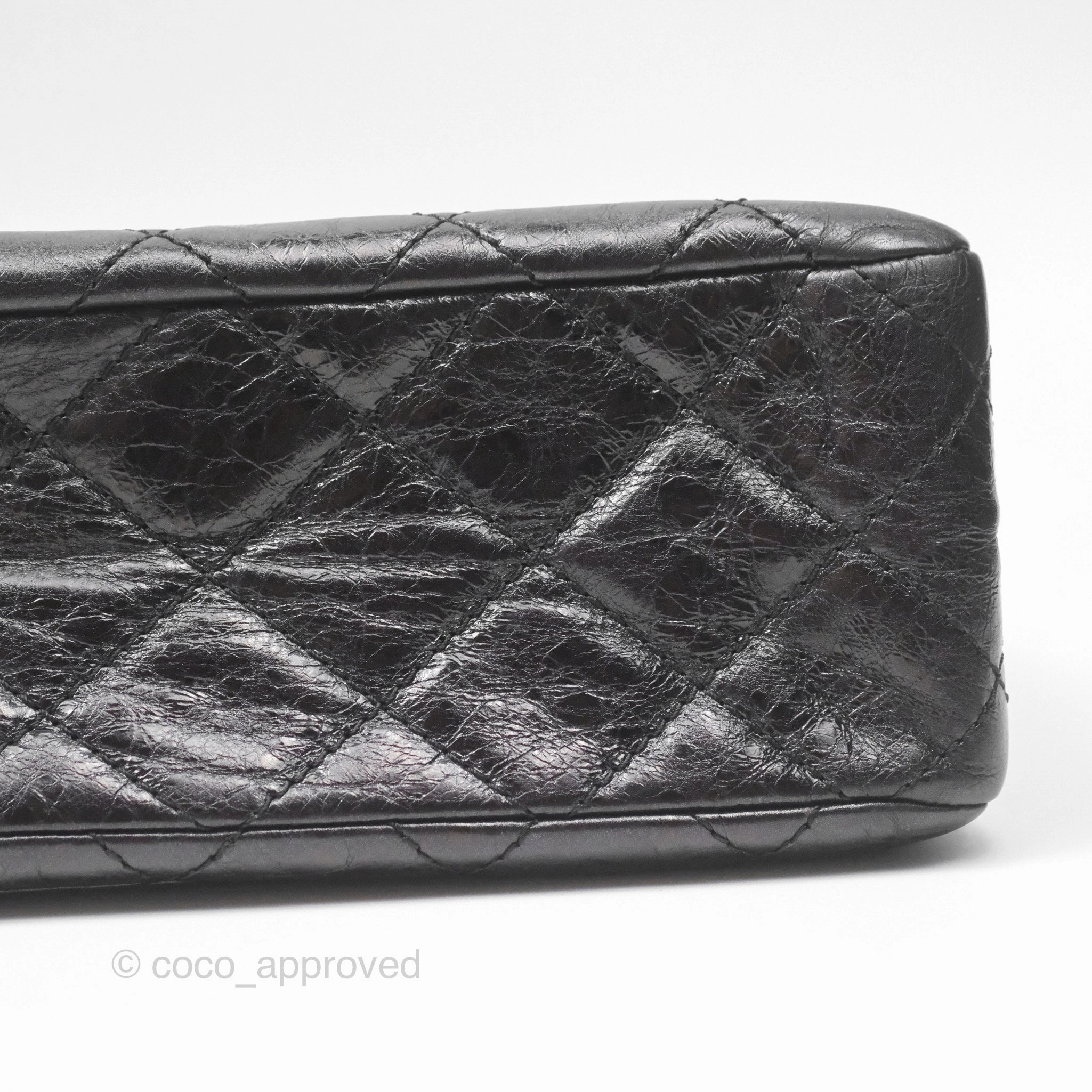 Chanel 228 Reissue Flap Quilted Black Crumpled Calfskin Ruthenium Hardware