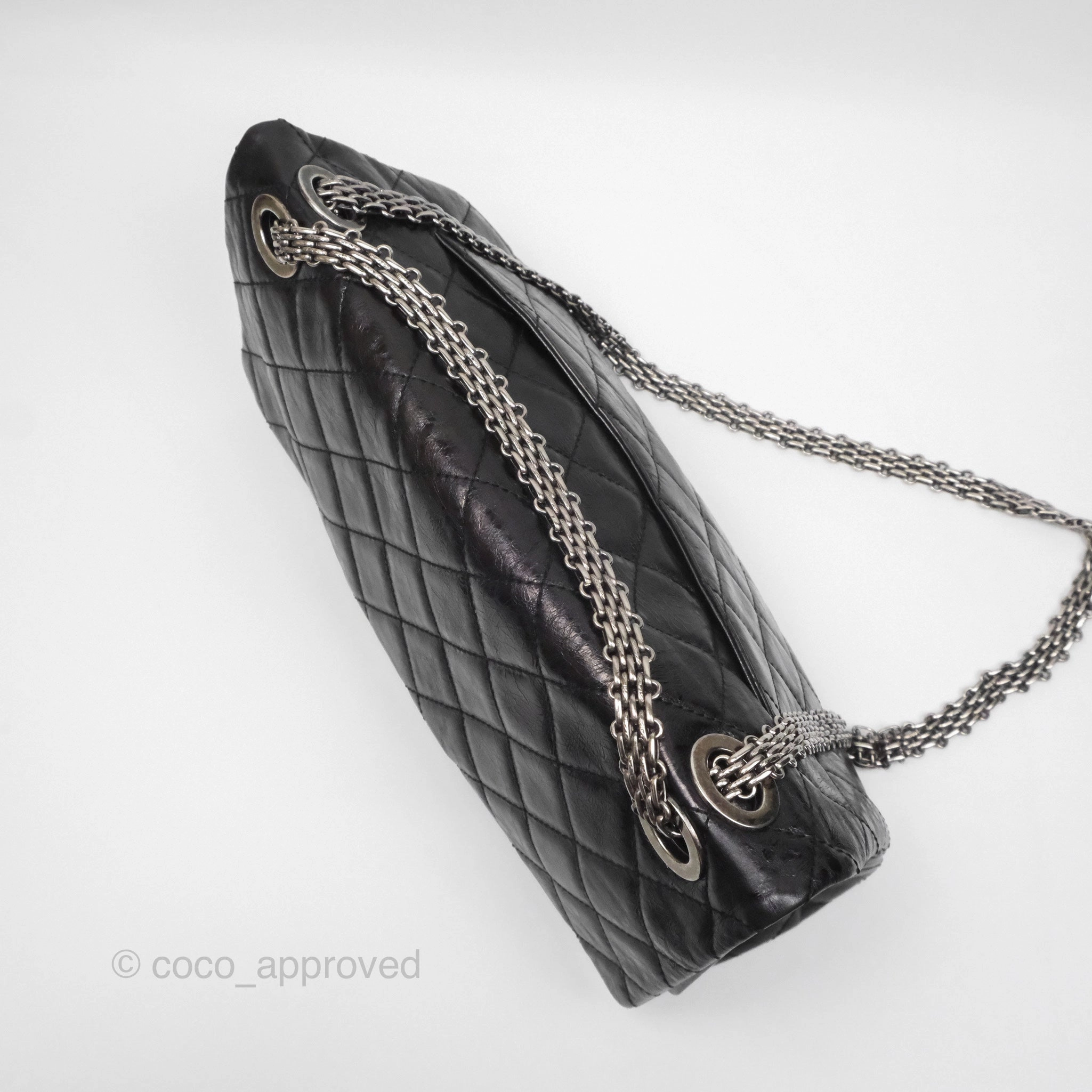 Chanel 228 Reissue Flap Quilted Black Crumpled Calfskin Ruthenium Hardware