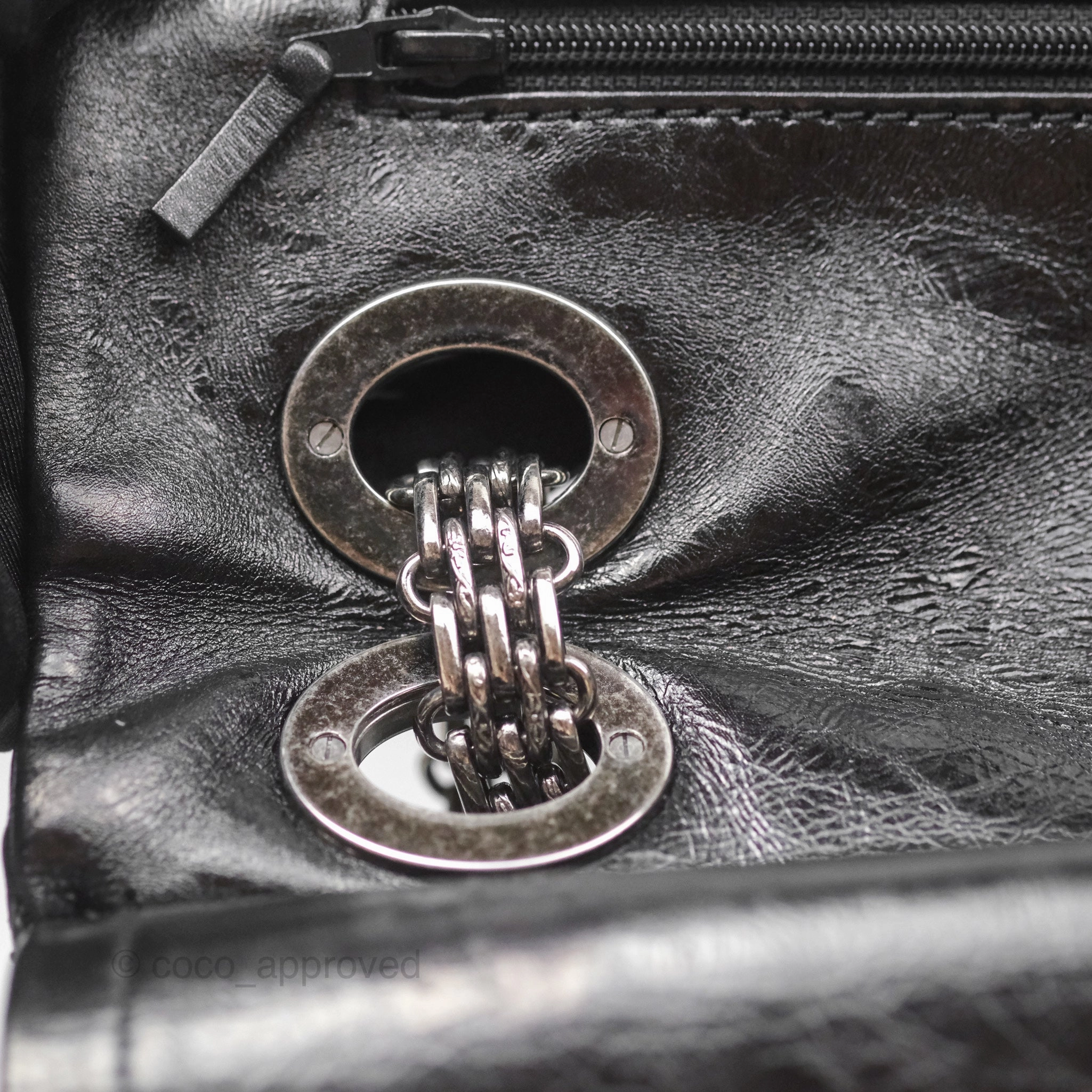 Chanel 228 Reissue Flap Quilted Black Crumpled Calfskin Ruthenium Hardware
