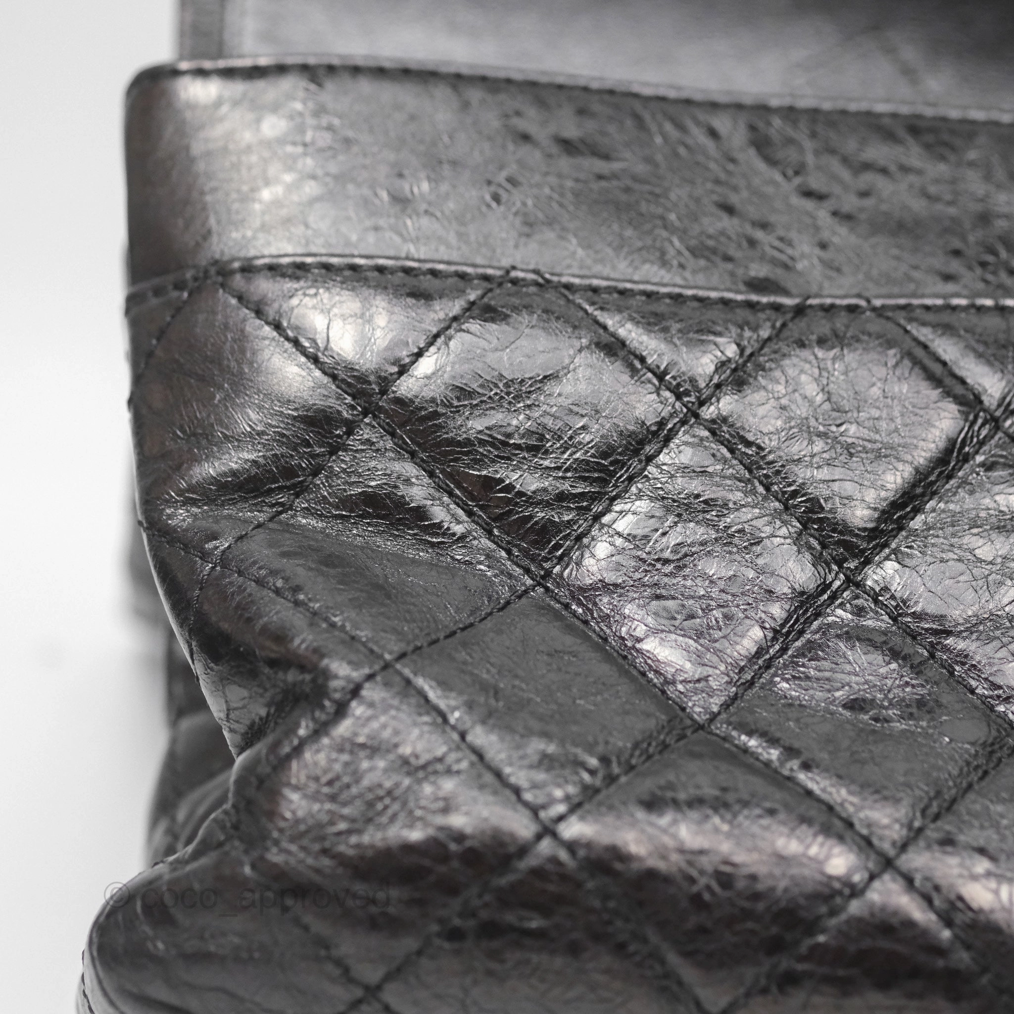 Chanel 228 Reissue Flap Quilted Black Crumpled Calfskin Ruthenium Hardware