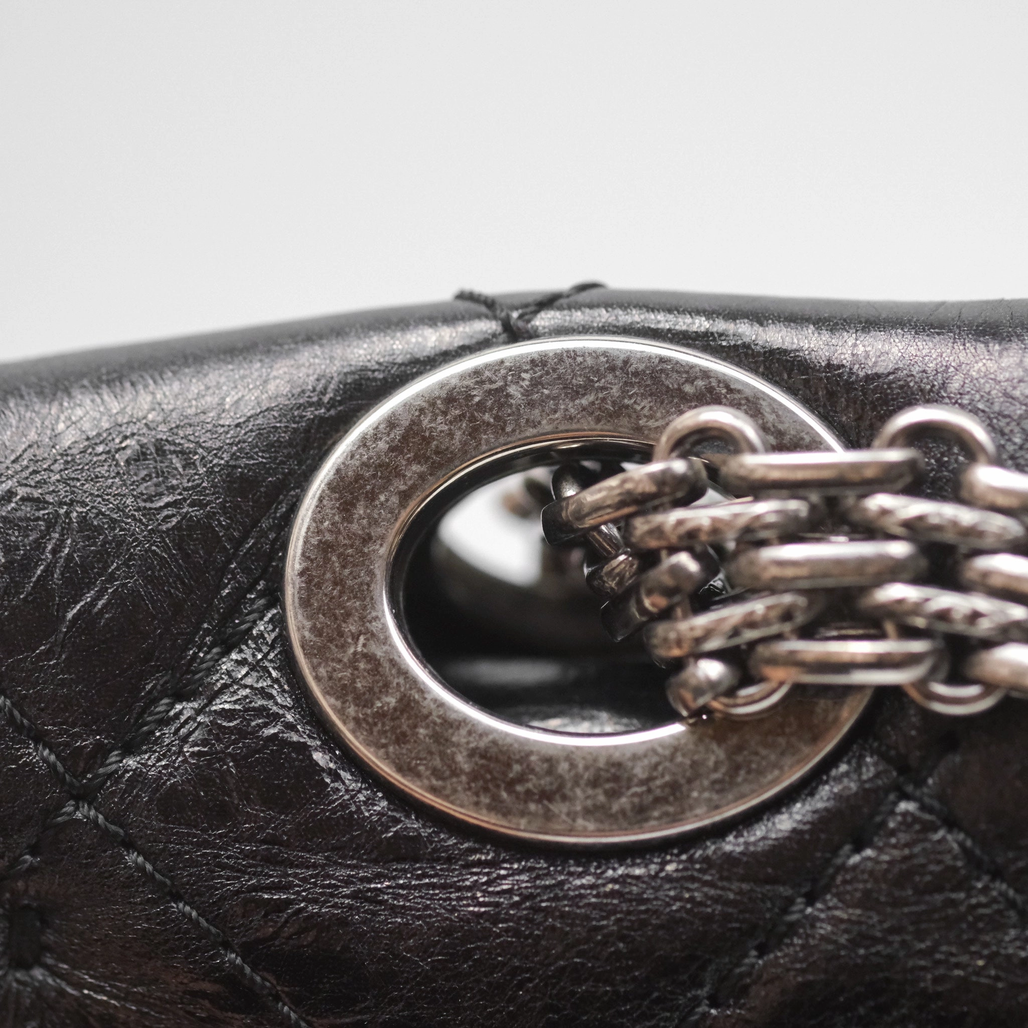 Chanel 228 Reissue Flap Quilted Black Crumpled Calfskin Ruthenium Hardware