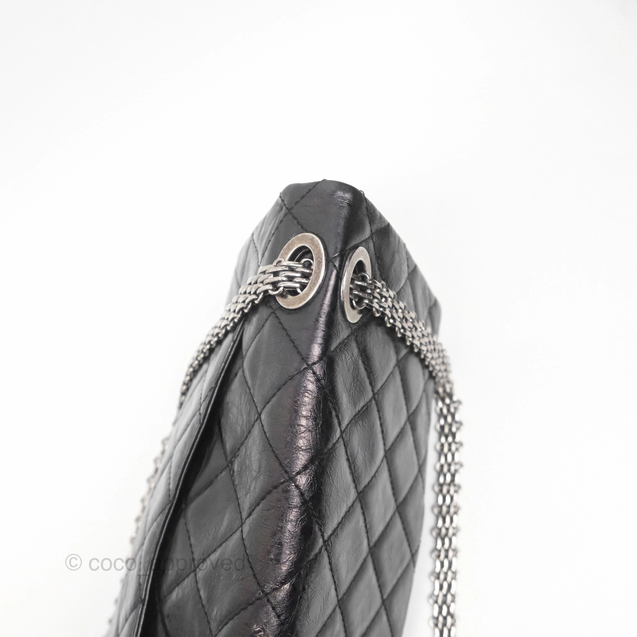 Chanel 228 Reissue Flap Quilted Black Crumpled Calfskin Ruthenium Hardware