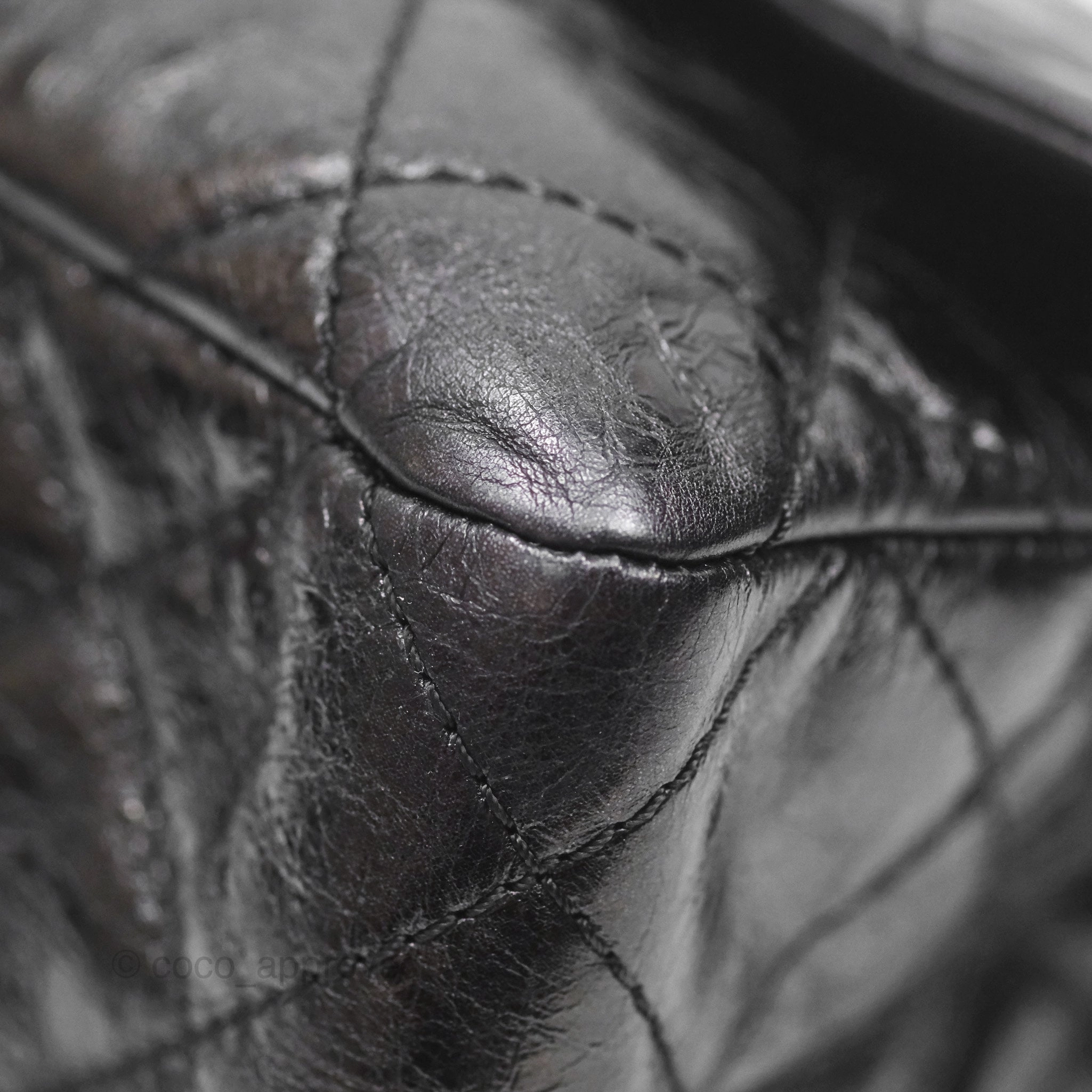 Chanel 228 Reissue Flap Quilted Black Crumpled Calfskin Ruthenium Hardware