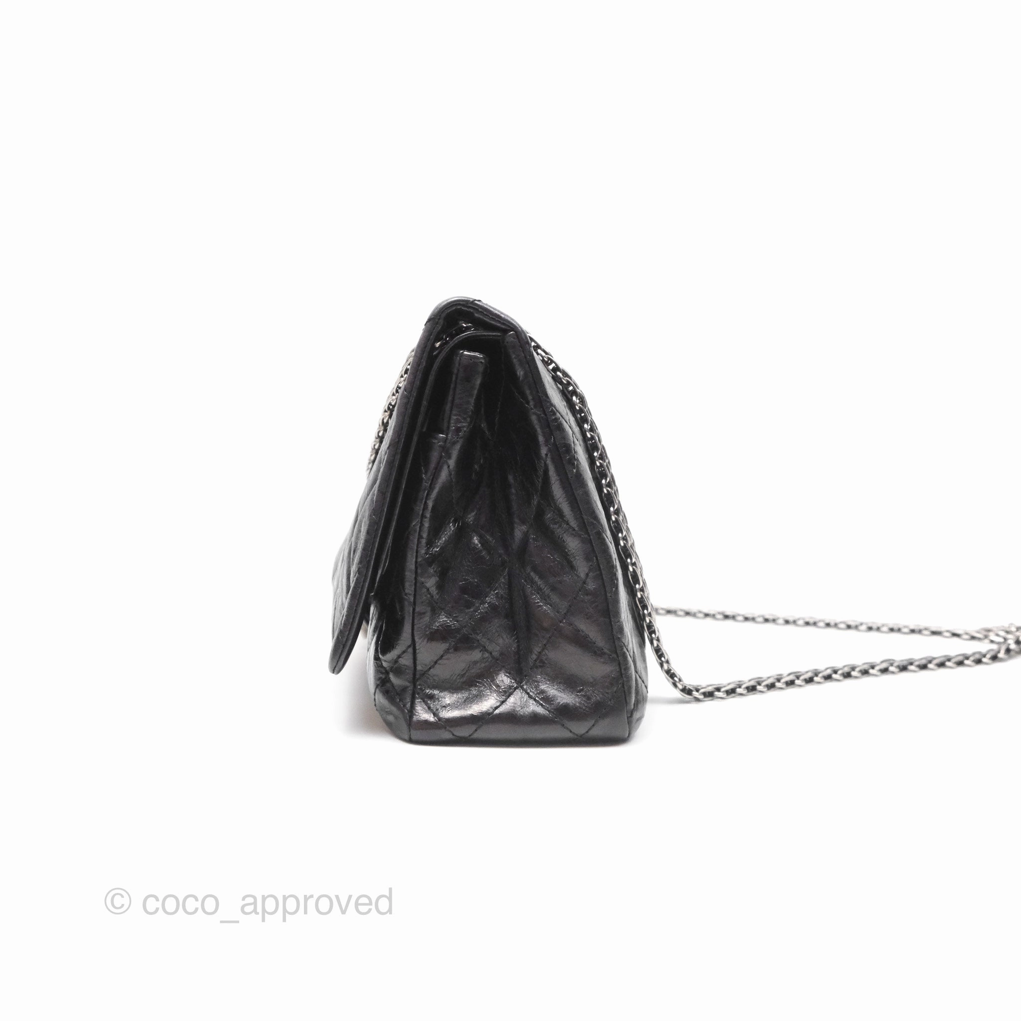 Chanel 228 Reissue Flap Quilted Black Crumpled Calfskin Ruthenium Hardware