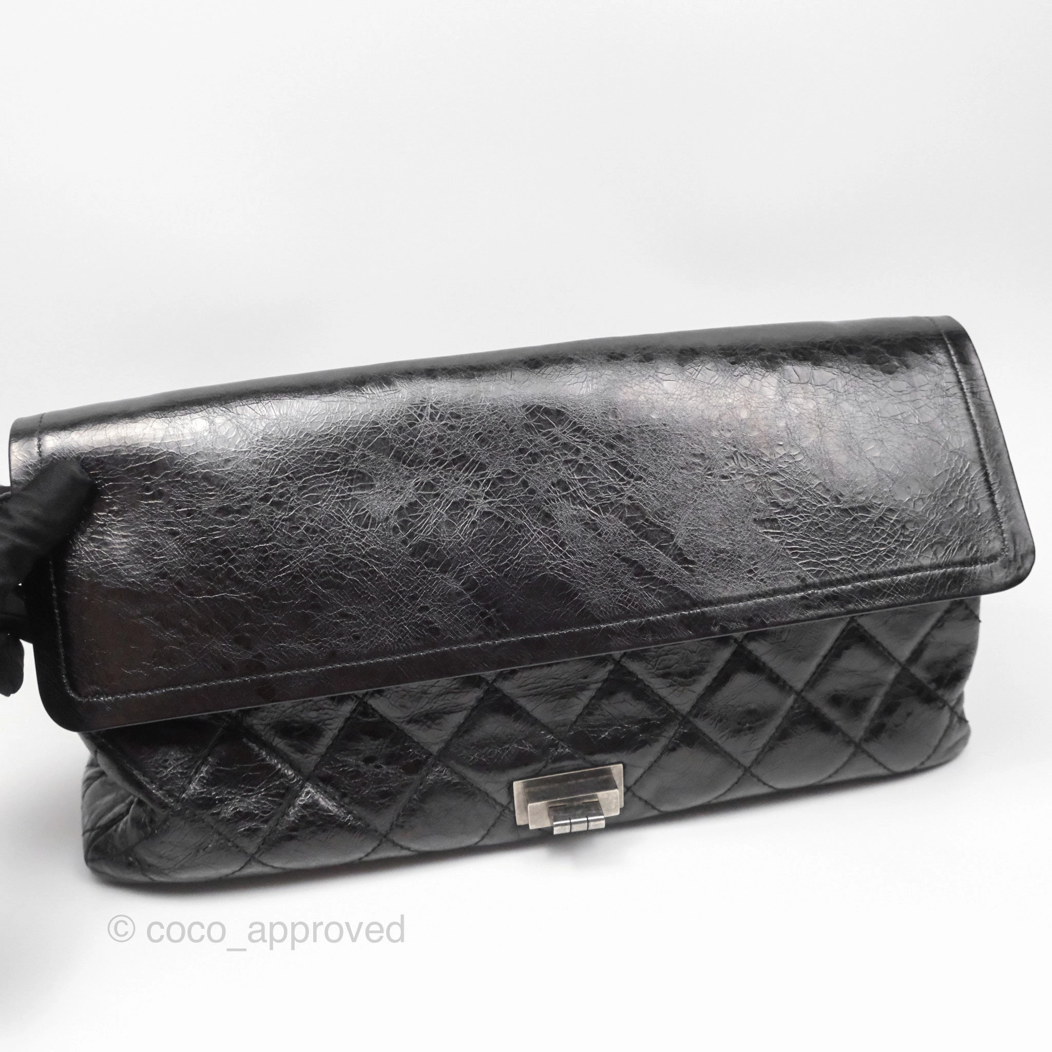 Chanel 228 Reissue Flap Quilted Black Crumpled Calfskin Ruthenium Hardware
