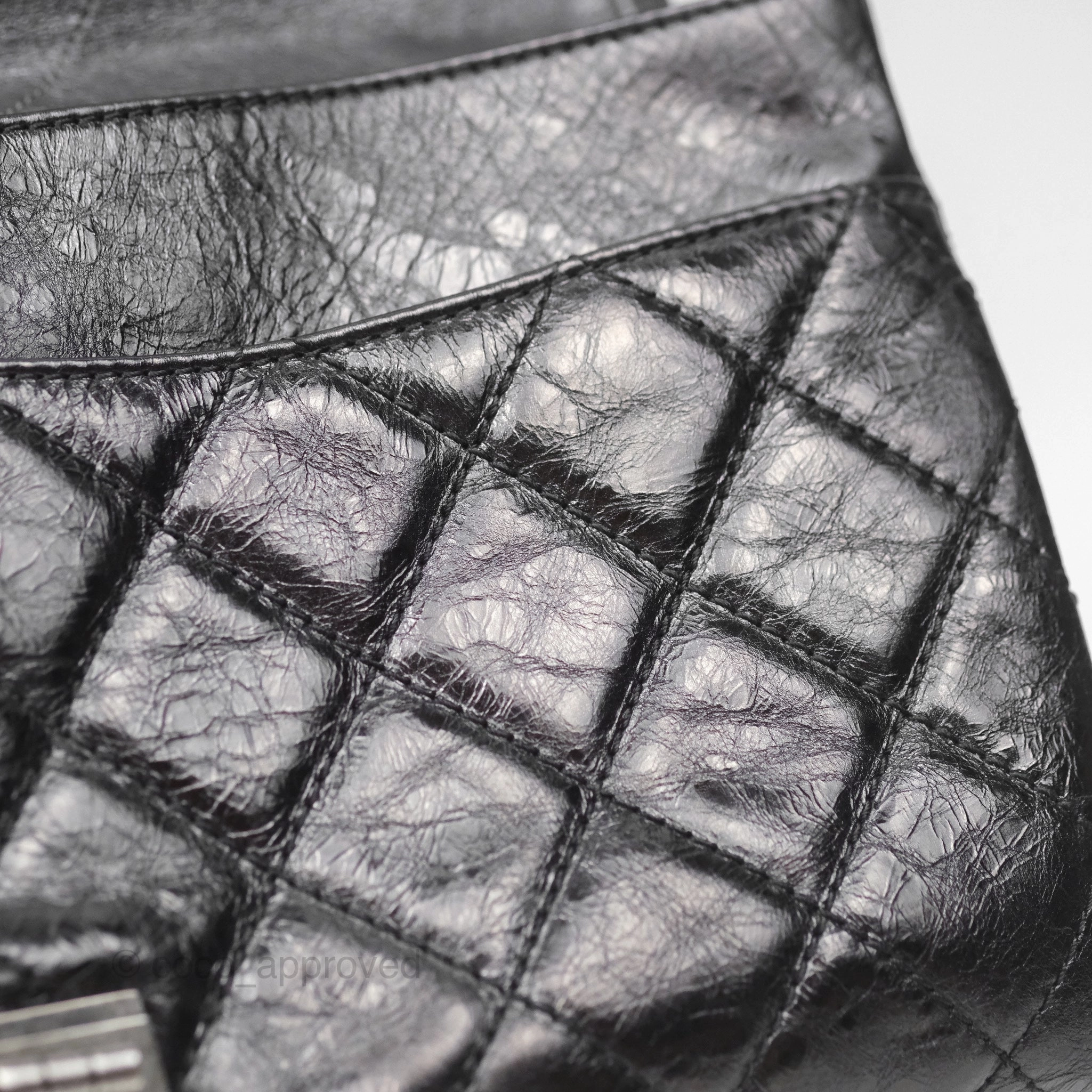 Chanel 228 Reissue Flap Quilted Black Crumpled Calfskin Ruthenium Hardware