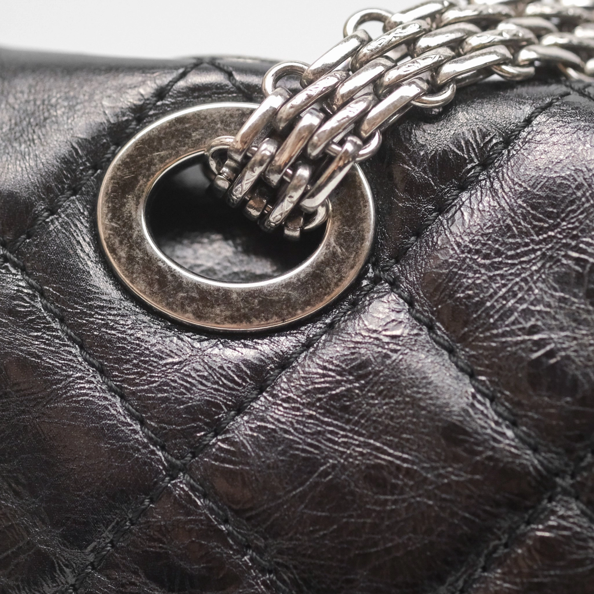 Chanel 228 Reissue Flap Quilted Black Crumpled Calfskin Ruthenium Hardware