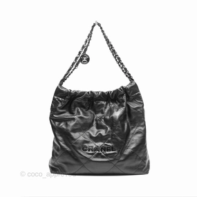 Chanel 22 Bag Medium Black Calfskin So Black Hardware