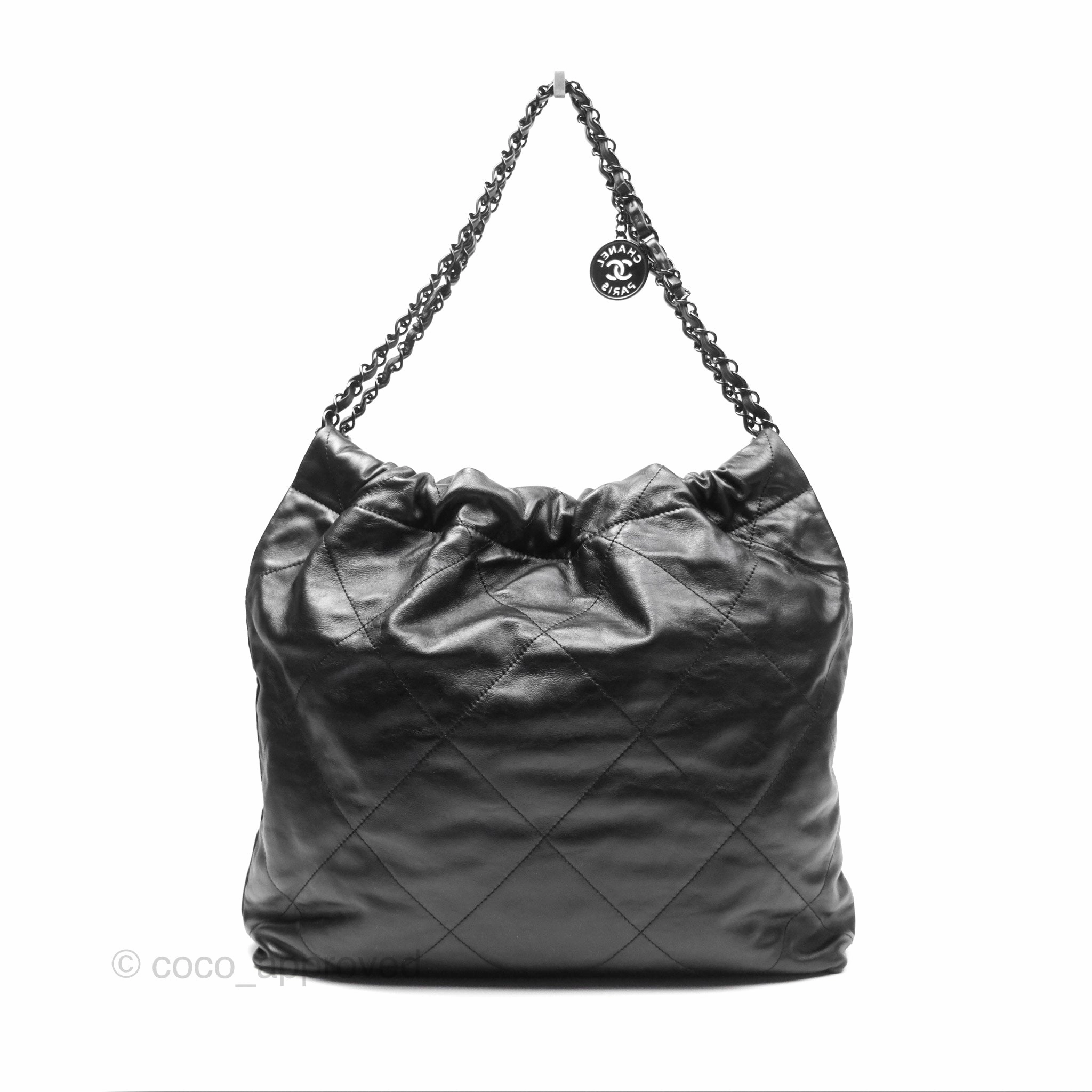 Chanel 22 Bag Medium Black Calfskin So Black Hardware