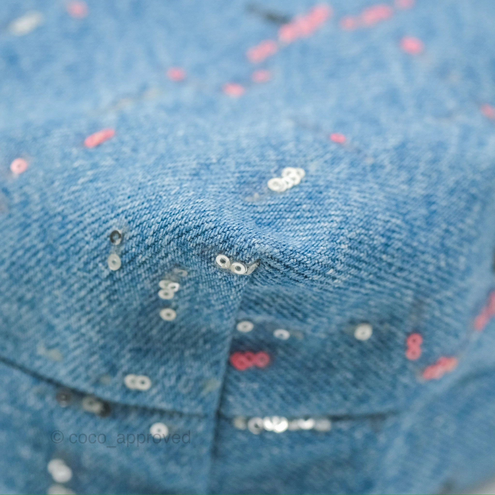 Chanel 22 Medium Denim Sequins Aged Silver Hardware