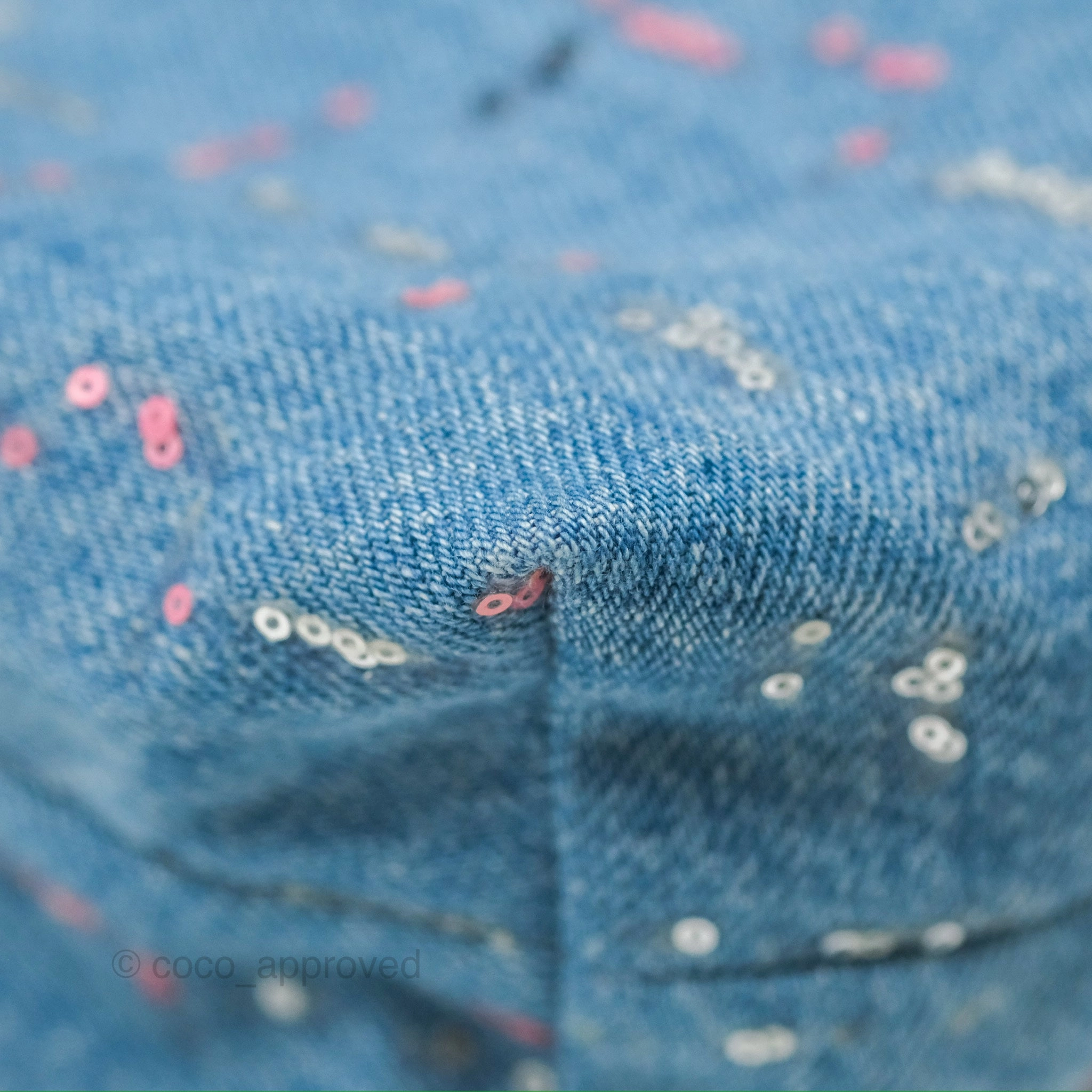 Chanel 22 Medium Denim Sequins Aged Silver Hardware