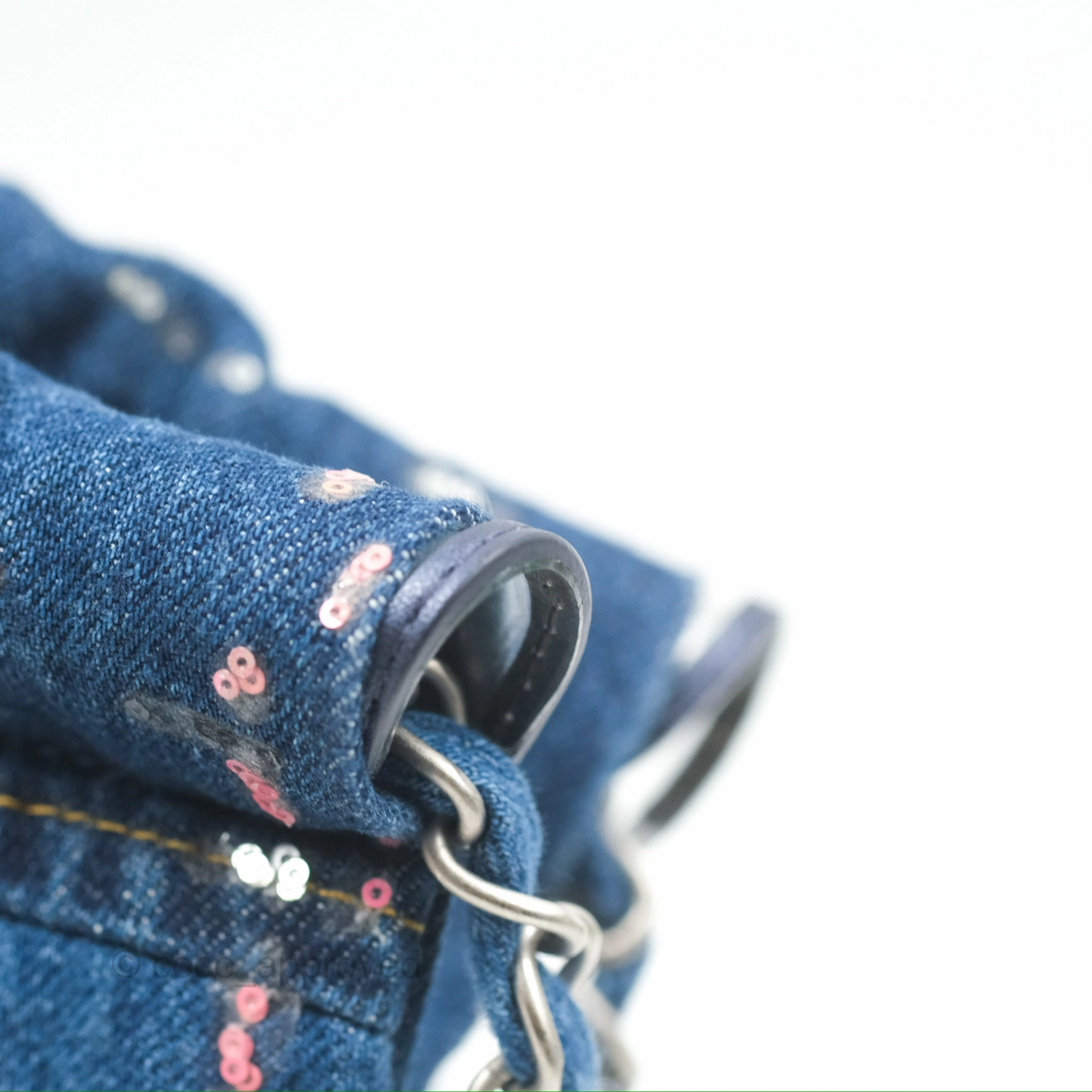 Chanel 22 Medium Denim Sequins Aged Silver Hardware